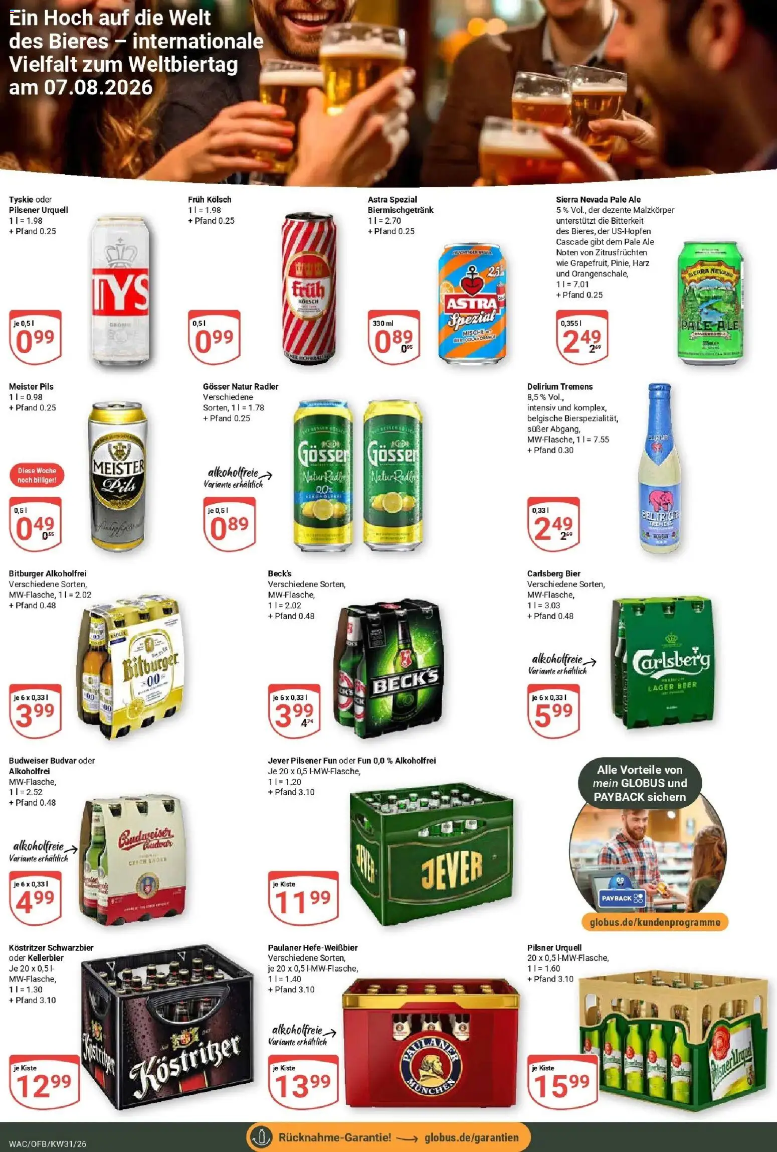 Globus Prospekt Markkleeberg – gültig ab 27.07.2026 | Seite: 16 | Produkte: Bitburger, Carlsberg, Jever, Budweiser