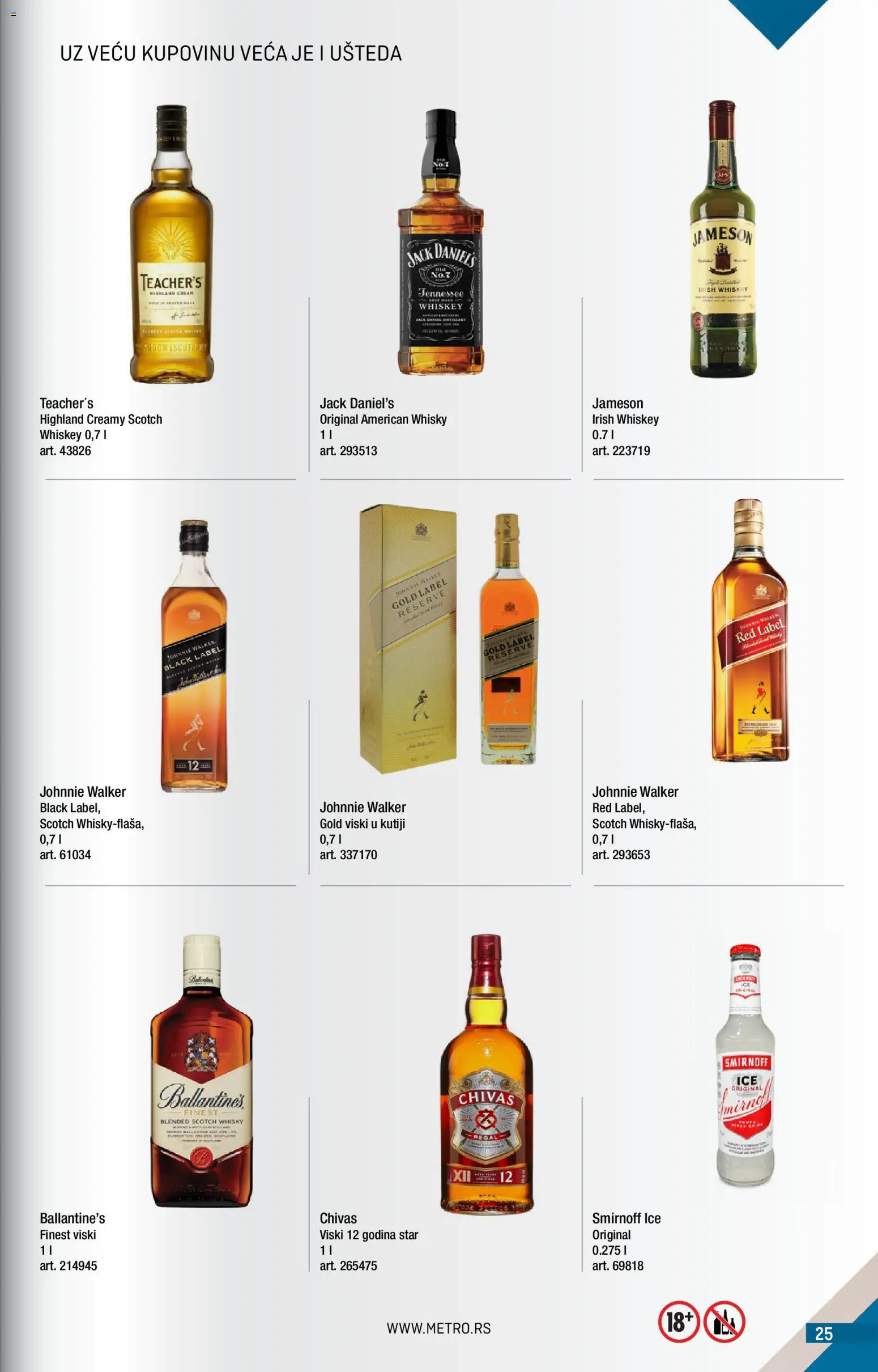 Metro katalog - važi od 01.09.2026 | Strana: 25 | Proizvode: Jameson, Viski, Ballantine's, Jack Daniel's