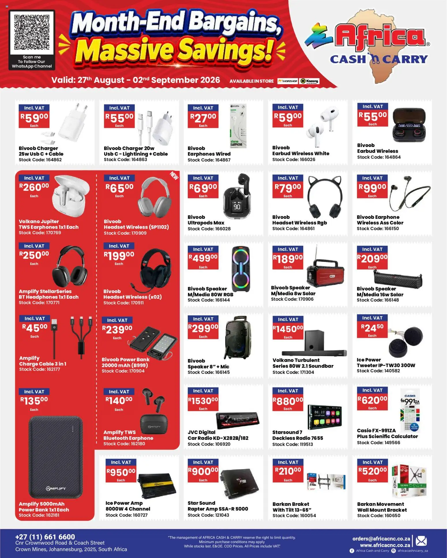 New Africa Cash & Carry catalogue – valid from 27/08/2026 | Page: 31 | Products: Headset, Earphones, USB, Soundbar