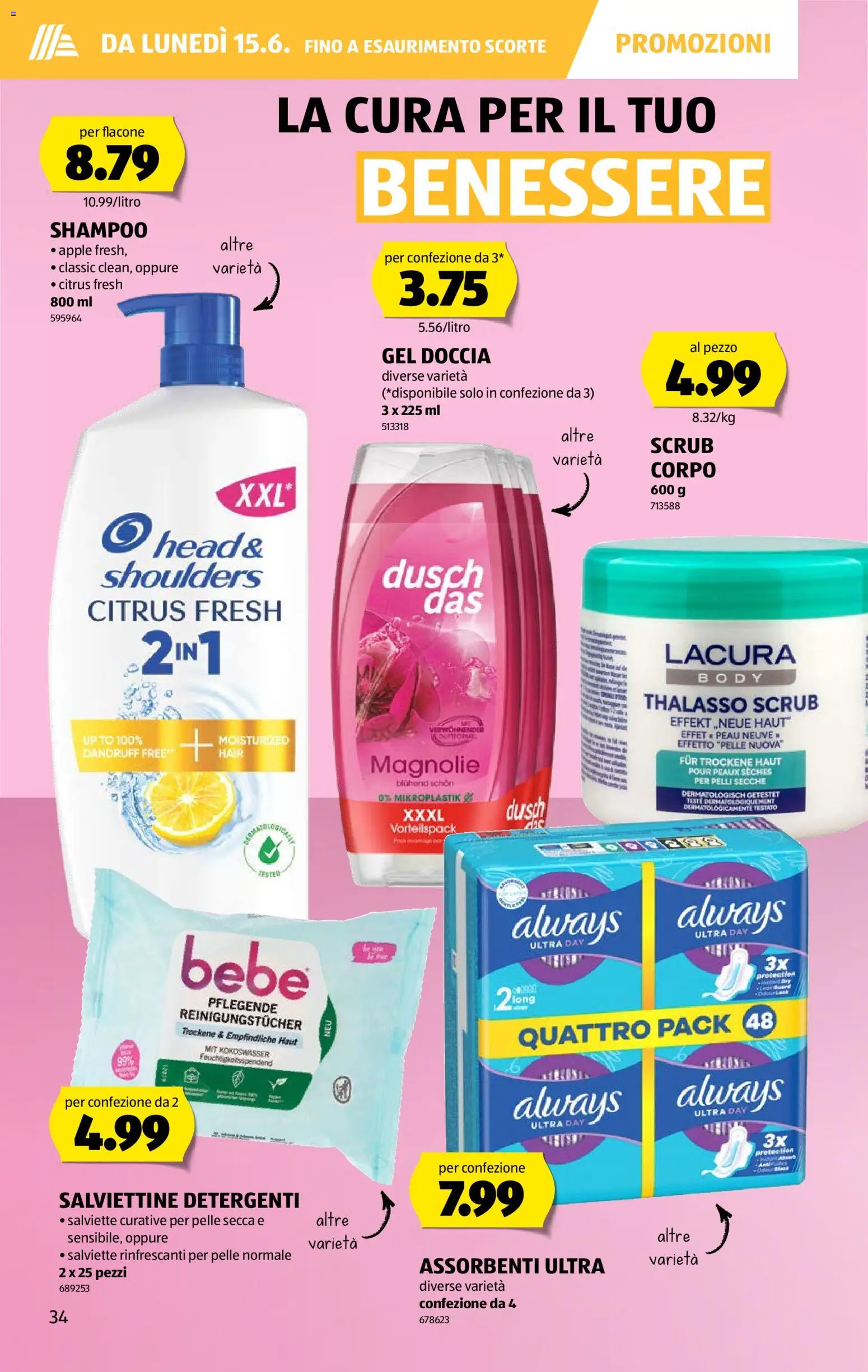 Aldi aktionen IT – gültig ab 11.06.2026 | Seite: 38 | Produkte: Shampoo, Reinigungstücher, Apple