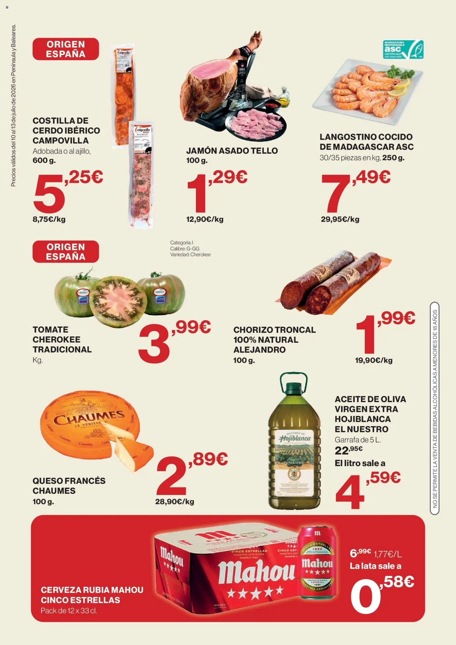 El Corte Inglés Solo 3 dias │ válido desde el 10/07/2026 | Página: 2 | Productos: Aceite, Cerdo, Aceite de oliva, Langostino