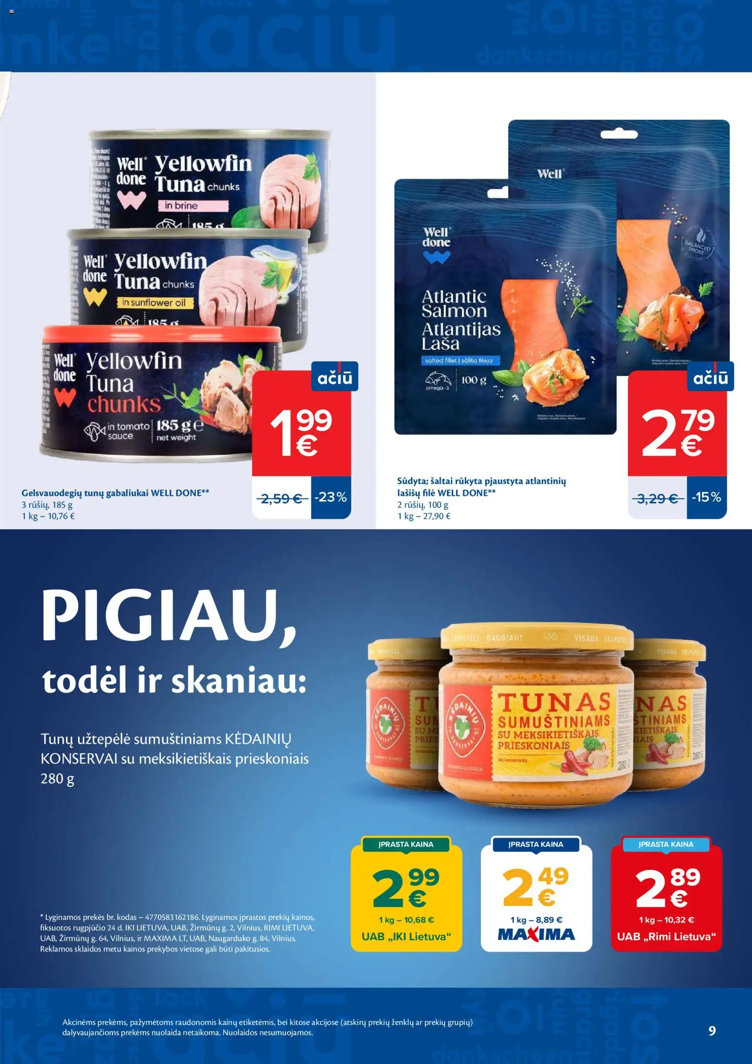 MAXIMA akcijos nuo 2026.09.01 | Puslapis: 9 | Prekių: Užtepėlė, Tunas, Konservai