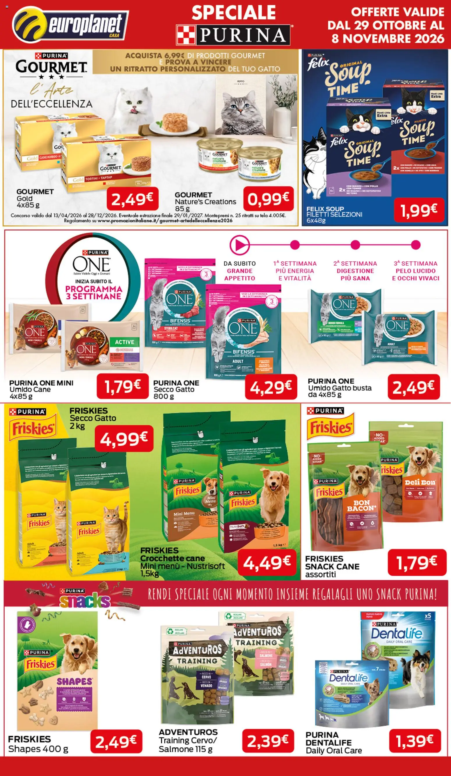 Volantino Europlanet Casa del 29/10/2026 | Pagina: 15 | Prodotti: Pollo, Salmone, Crocchette, Crocchette cane