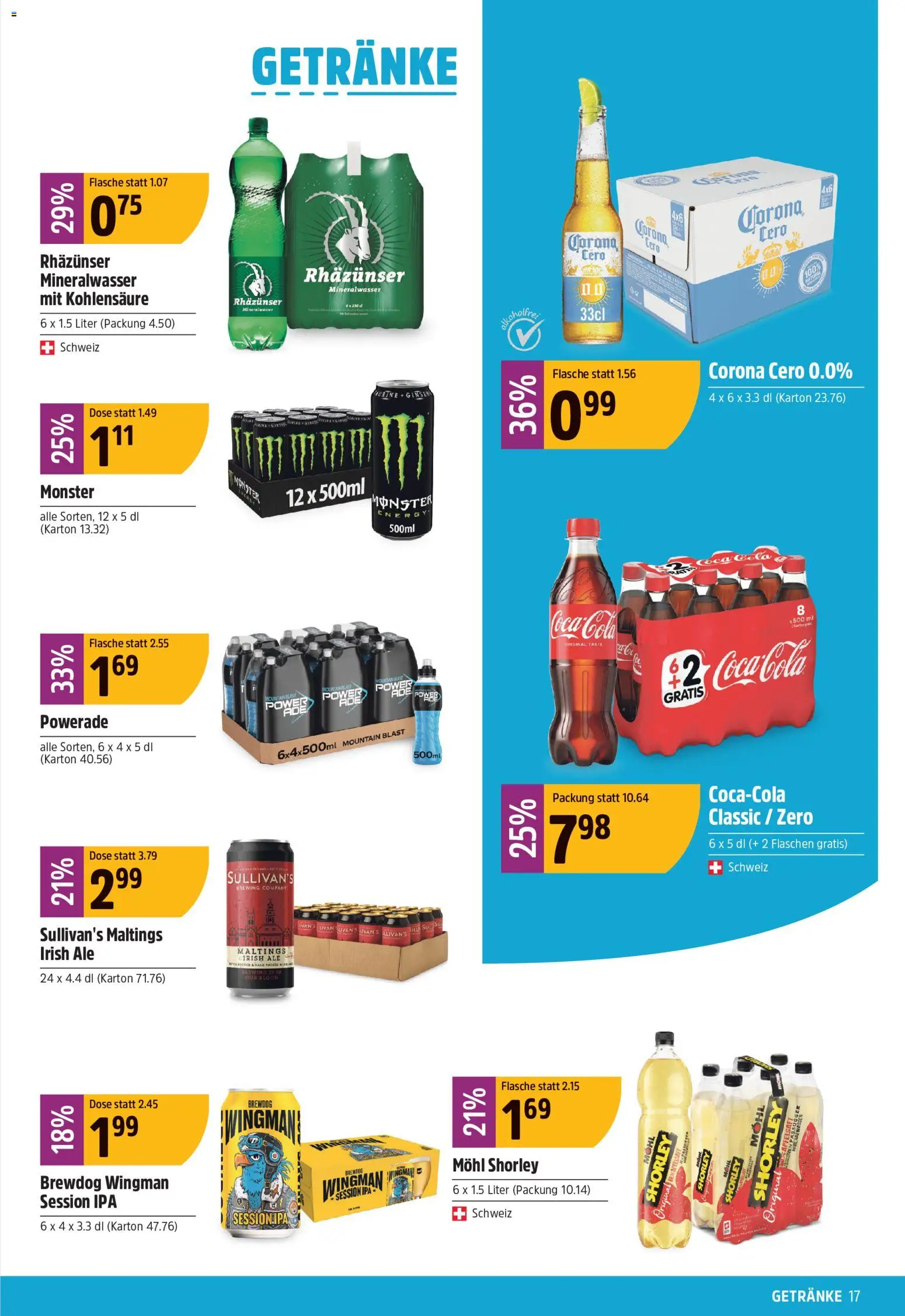 TopCC aktionen – gültig ab 24.08.2026 | Seite: 17 | Produkte: Coca Cola, Getränke, Apfelsaft, Mineralwasser
