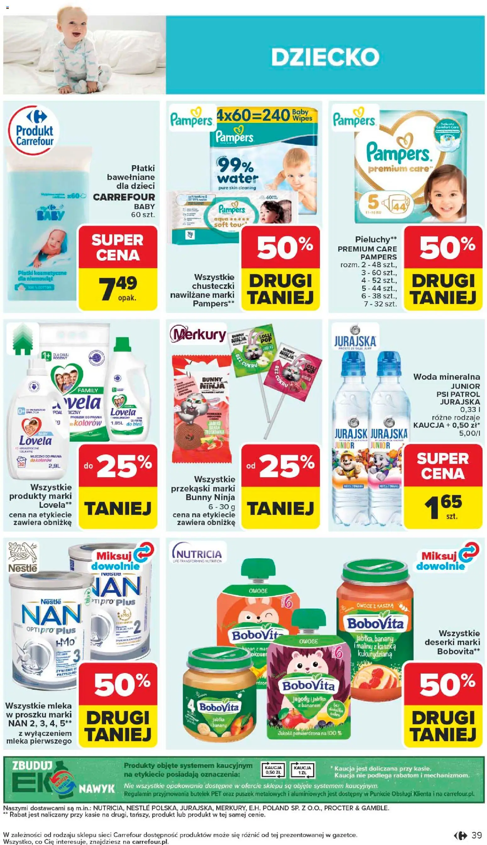 Carrefour gazetka od 25.05.2026 | Strona: 41 | Produkty: Pampers, Płatki kosmetyczne, Proszek do prania, Lovela