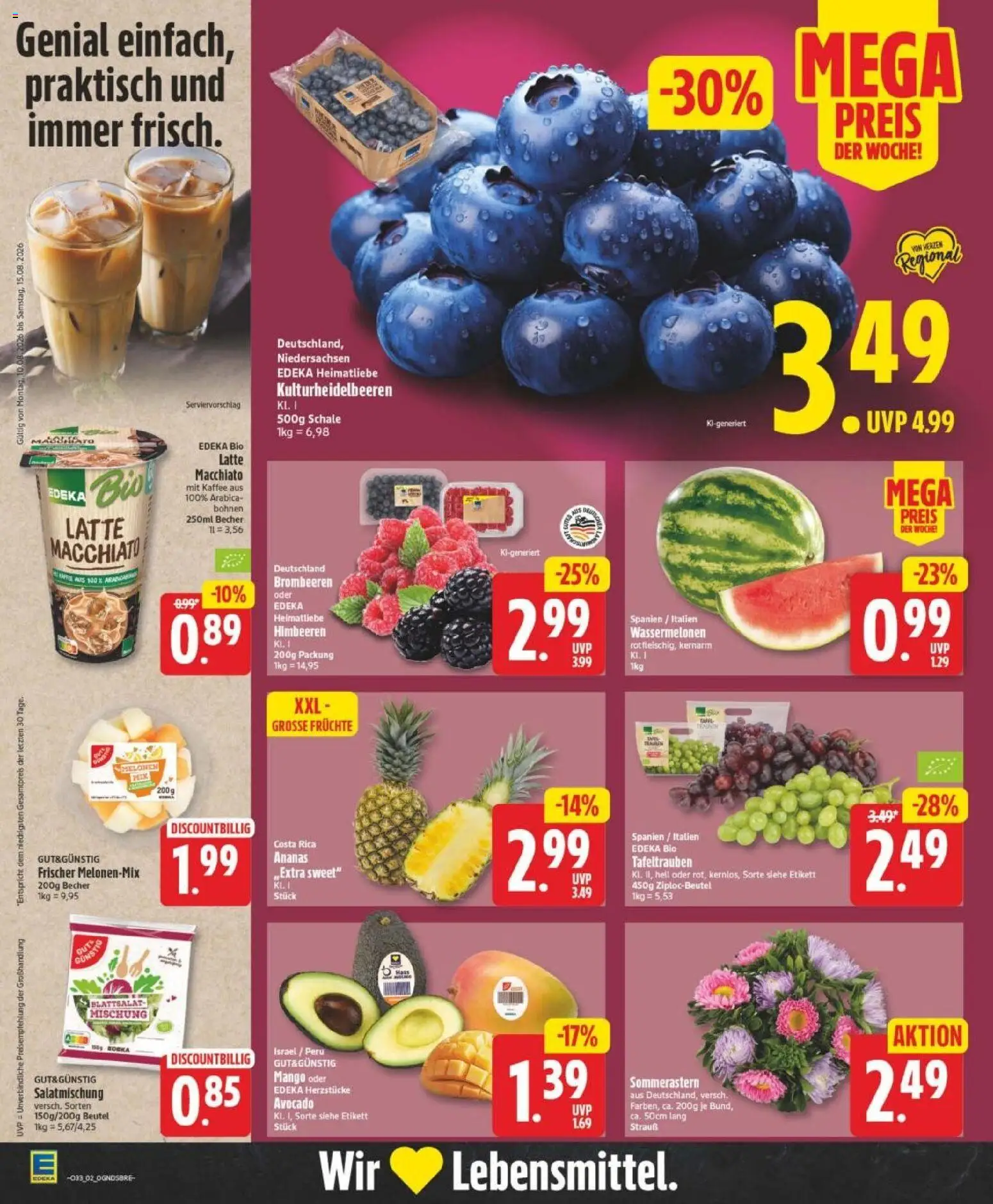 Edeka Prospekt Hannover – gültig ab 10.08.2026 | Seite: 2 | Produkte: Kaffee, Ananas, Avocado, Mango