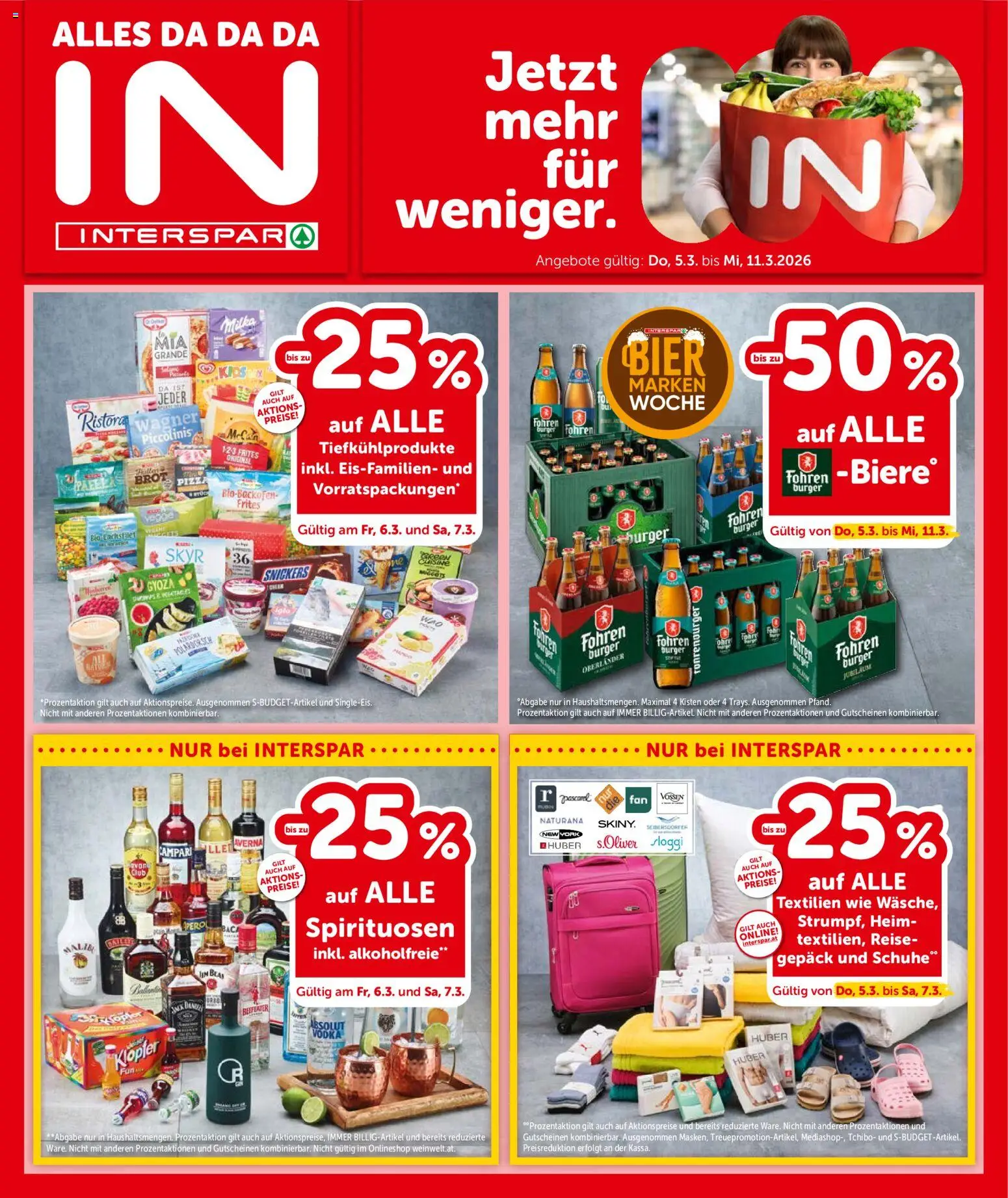 Interspar Flugblatt - Vorarlberg gültig ab 05.03.2026 | Seite: 1 | Produkte: Brot, Pizza, Bier