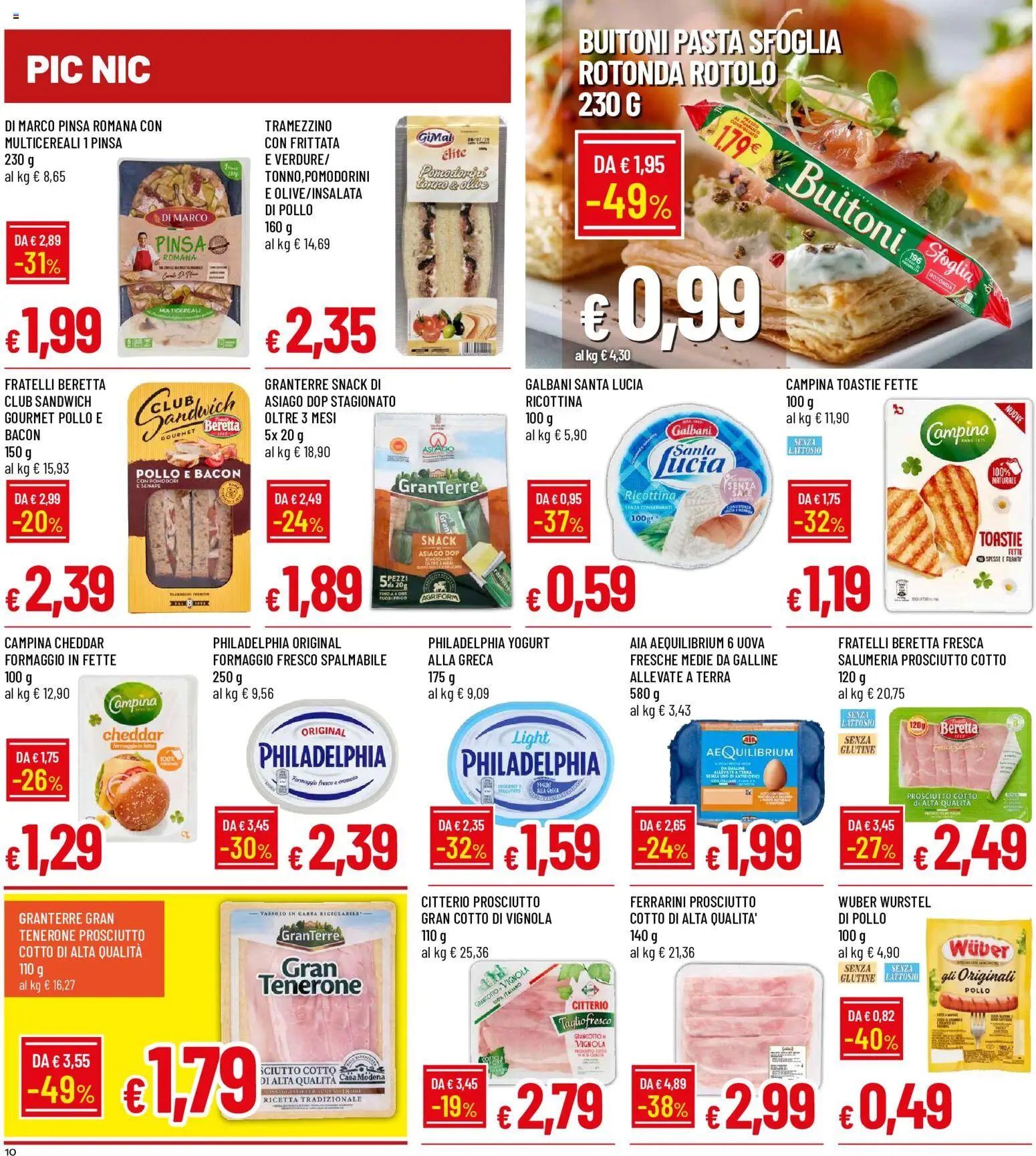 Volantino Galassia del 23/07/2026 | Pagina: 10 | Prodotti: Prosciutto Cotto, Pasta, Tonno, Tramezzino