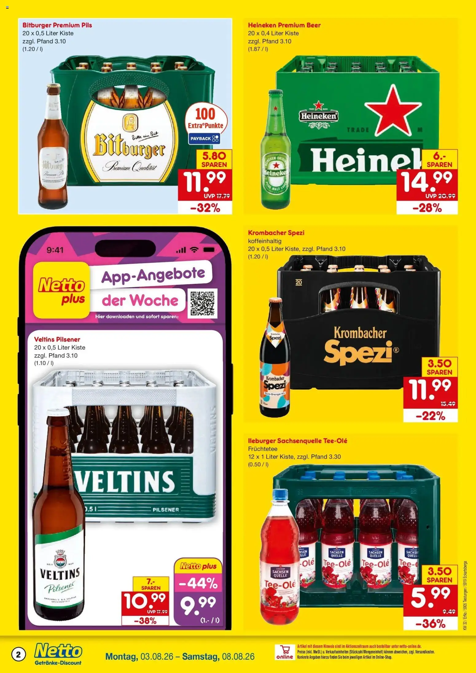 Netto Marken-Discount Prospekt Teistungen – gültig ab 03.08.2026 | Seite: 2 | Produkte: Pils, Heineken, Krombacher, Veltins