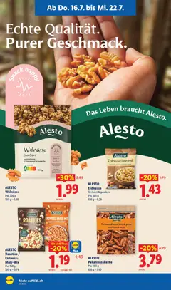 ALESTO Erdnüsse, Erdnüsse Geröstet & gesalzen Pro 500 g ab 16.07.2026 gültig | Seite: 16 | Produkte: Erdnüsse, Walnüsse, Grat