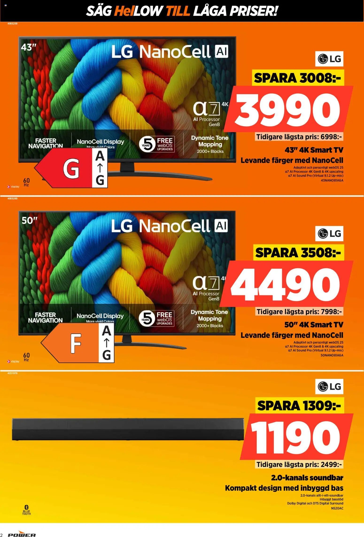 Power reklamblad aktuell från 28/09/2026 | Sida: 2 | Produkter: Såg, Smart tv, Soundbar, Tv