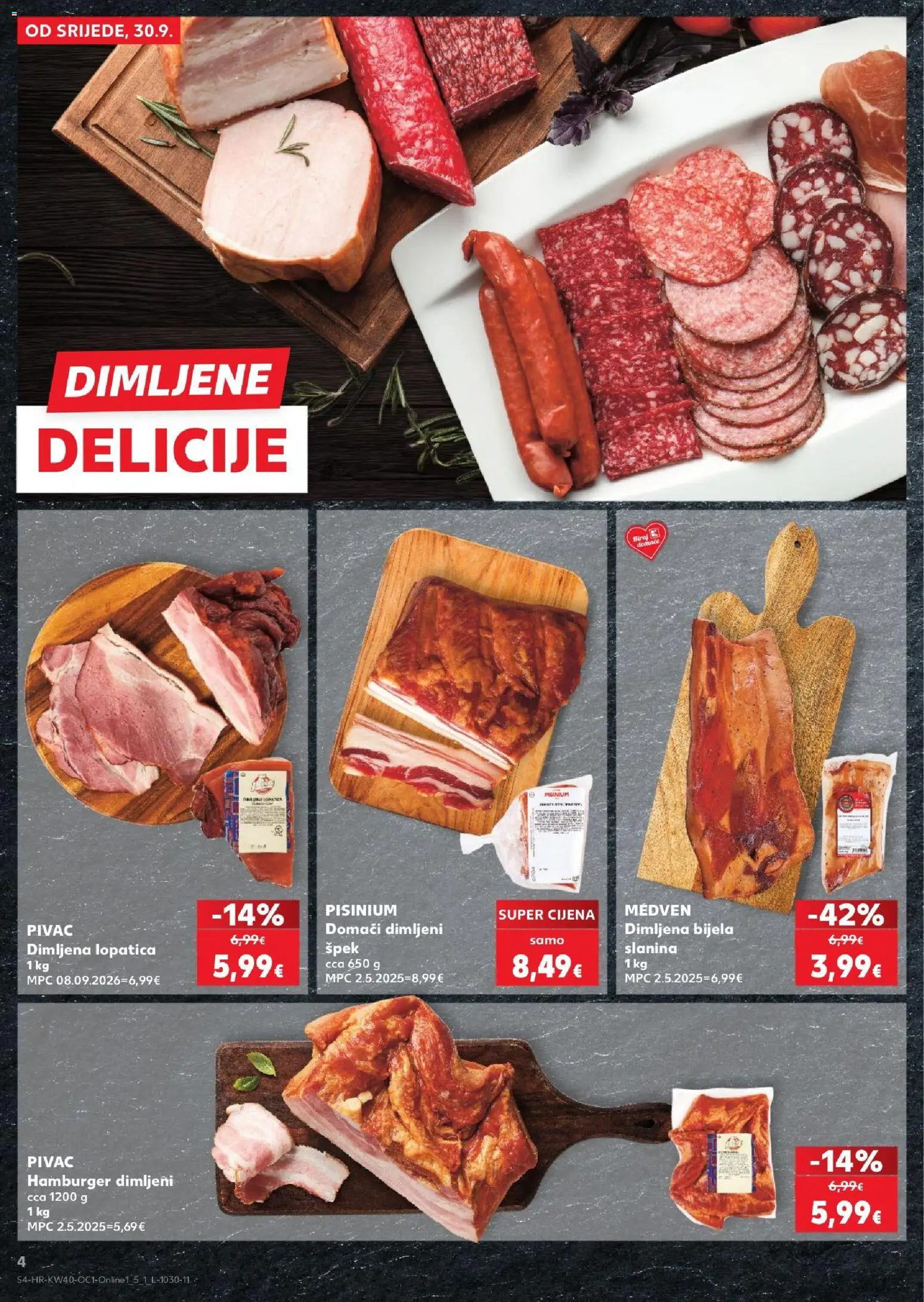 Kaufland katalog | vrijedi od 30.09.2026 | Stranica: 4 | Proizvodi: Slanina, Hamburger, Lopatica