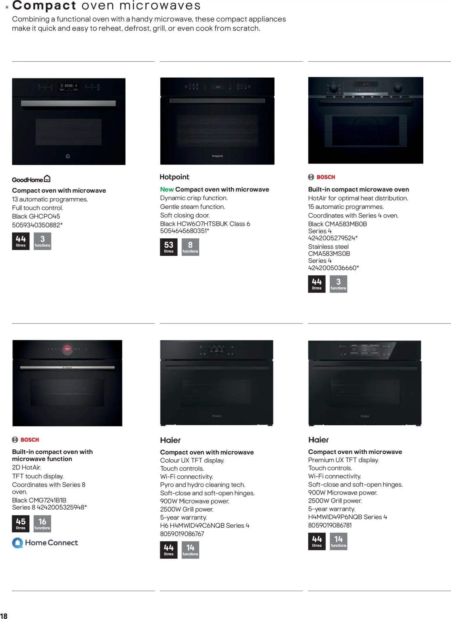 {H1} | Page: 18 | Products: Microwave, Oven, Microwave oven, Grill