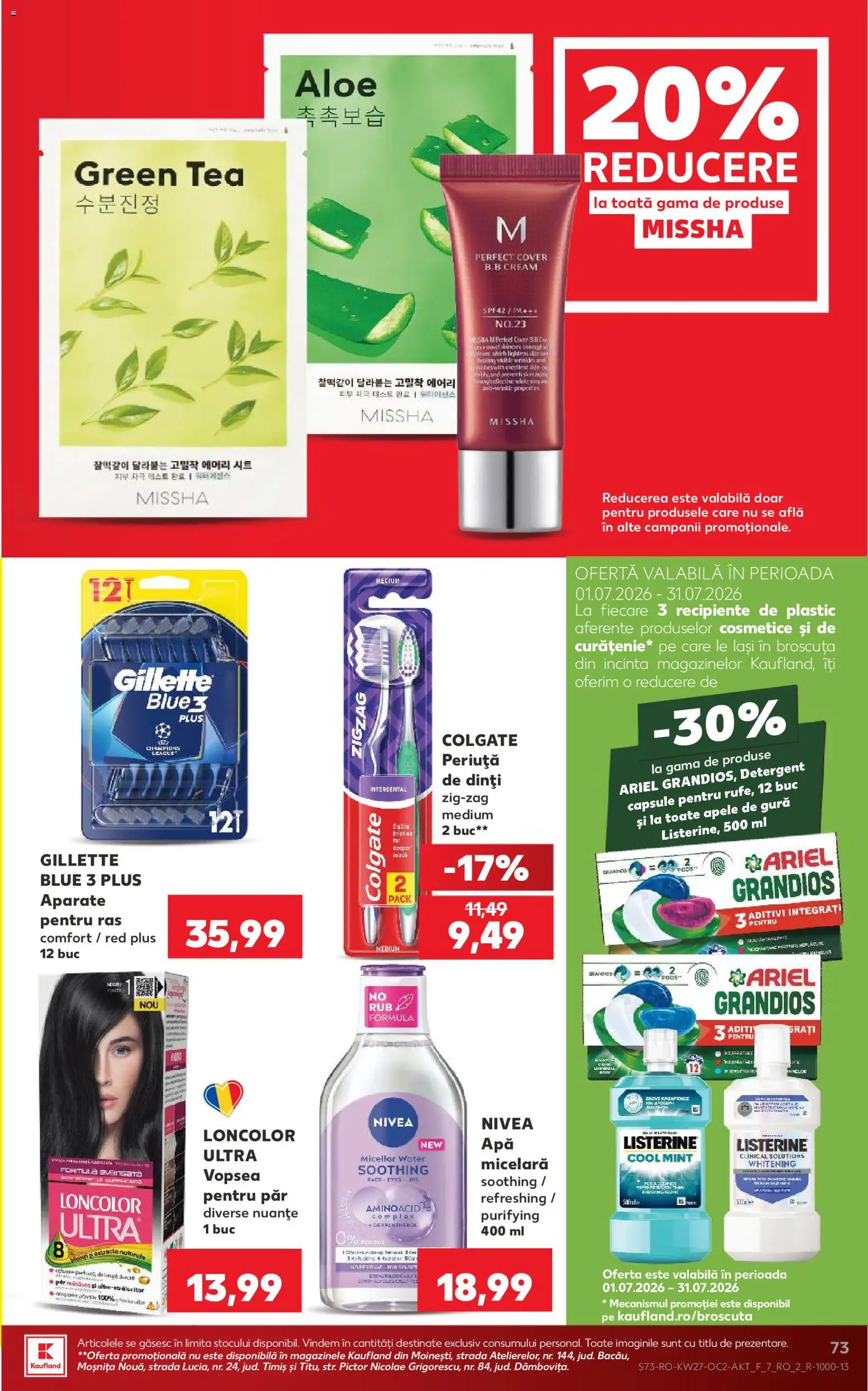 Kaufland RO akciós ujság - amely érvényes a következő dátumtól: 2026.07.01. | Oldal: 73 | Termékek: Ariel, Tea
