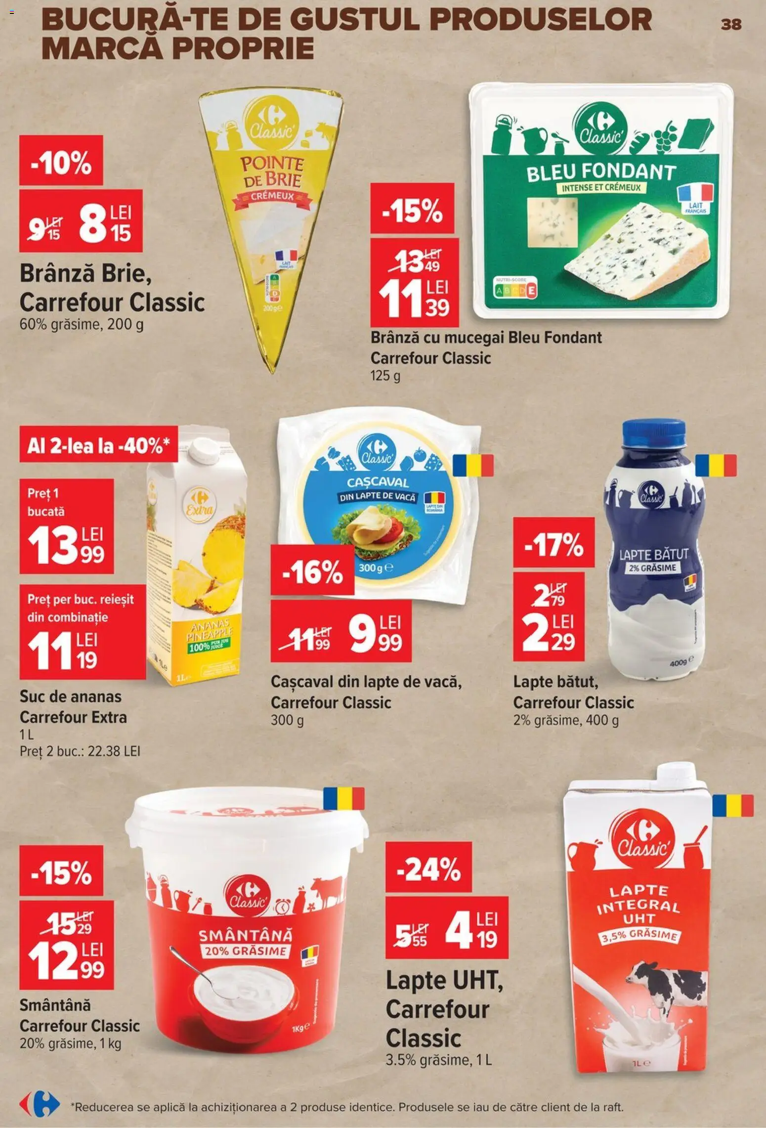 Noul catalog Carrefour – valabil de la 12.08.2026 | Pagină: 39 | Produse: Carrefour Classic, Aplică, Lapte, Smântână