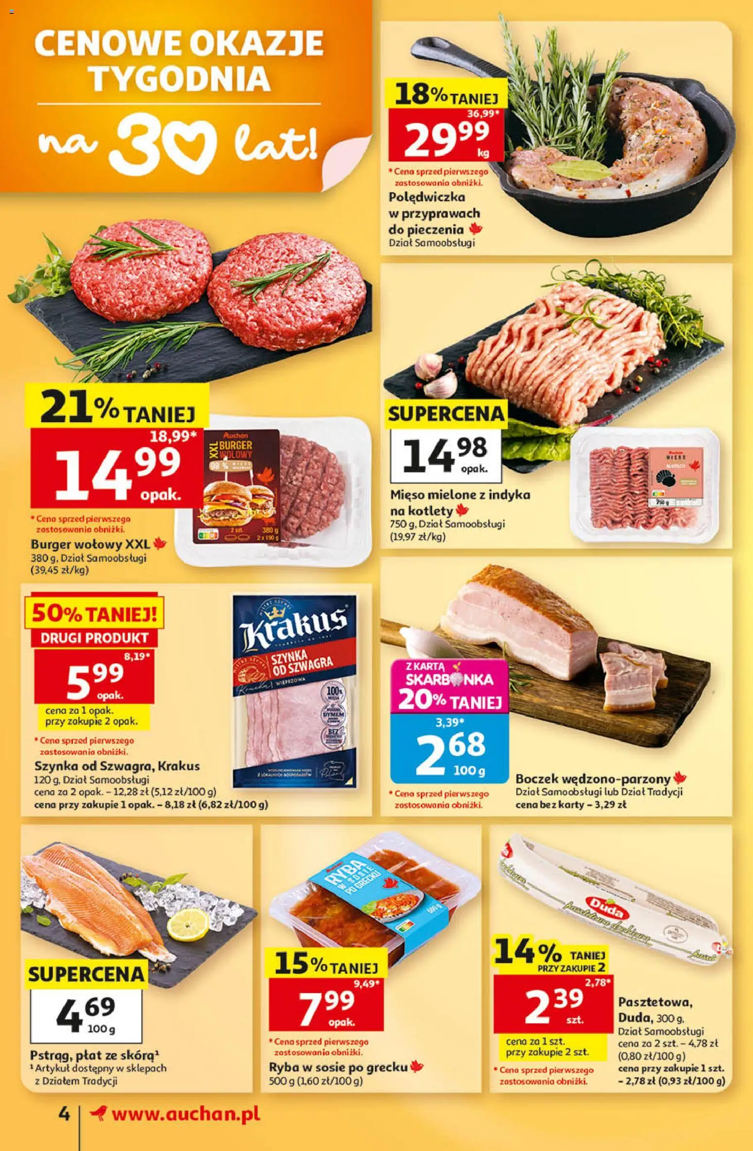 Auchan gazetka od 03.09.2026 | Strona: 4 | Produkty: Karta, Mięso mielone, Ryba, Kotlety