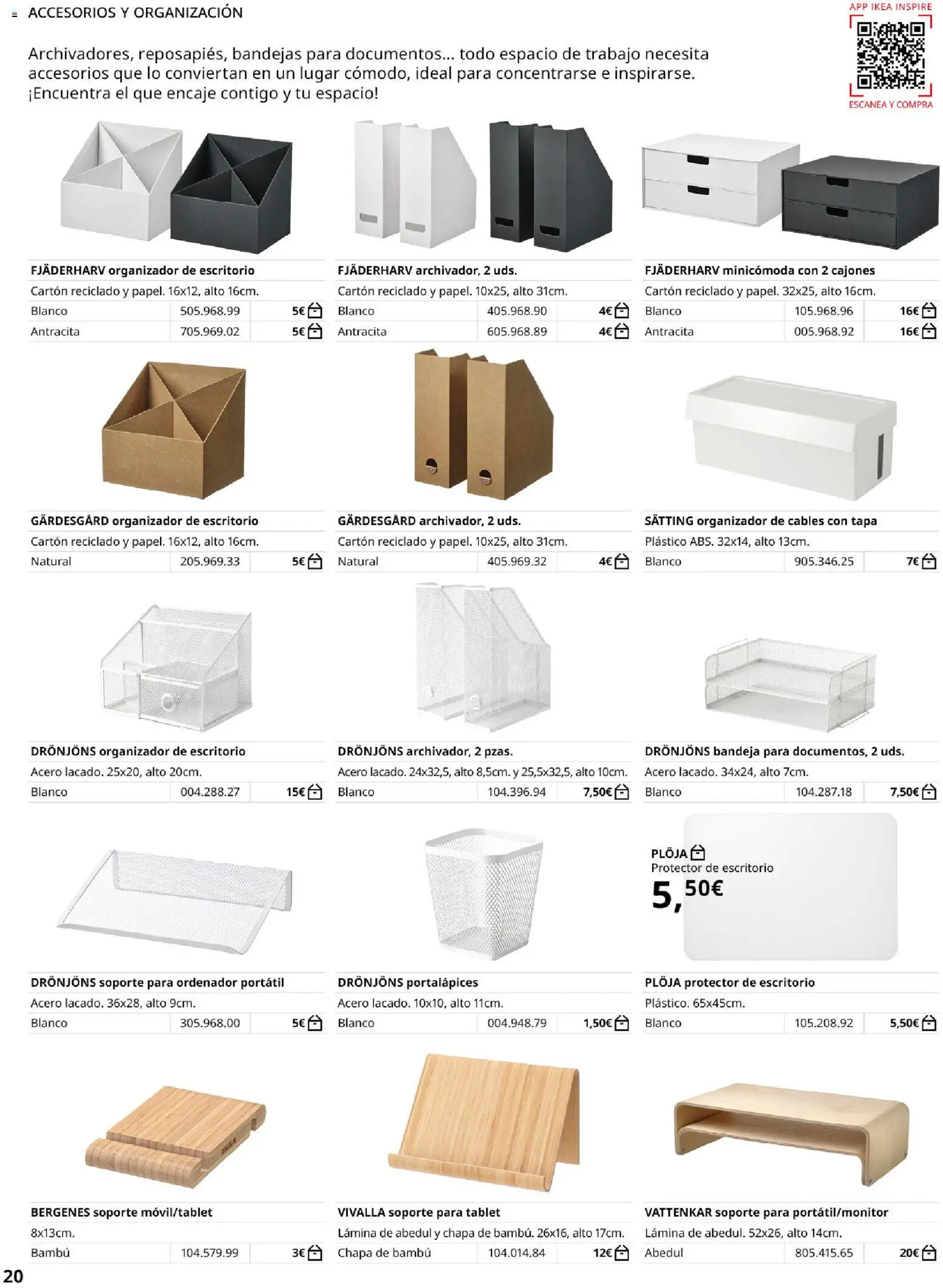 Catálogo IKEA Oficina en casa │ válido desde el 01.02.2026 | Página: 20 | Productos: Organizador, Tablet, Ordenador, Bandeja