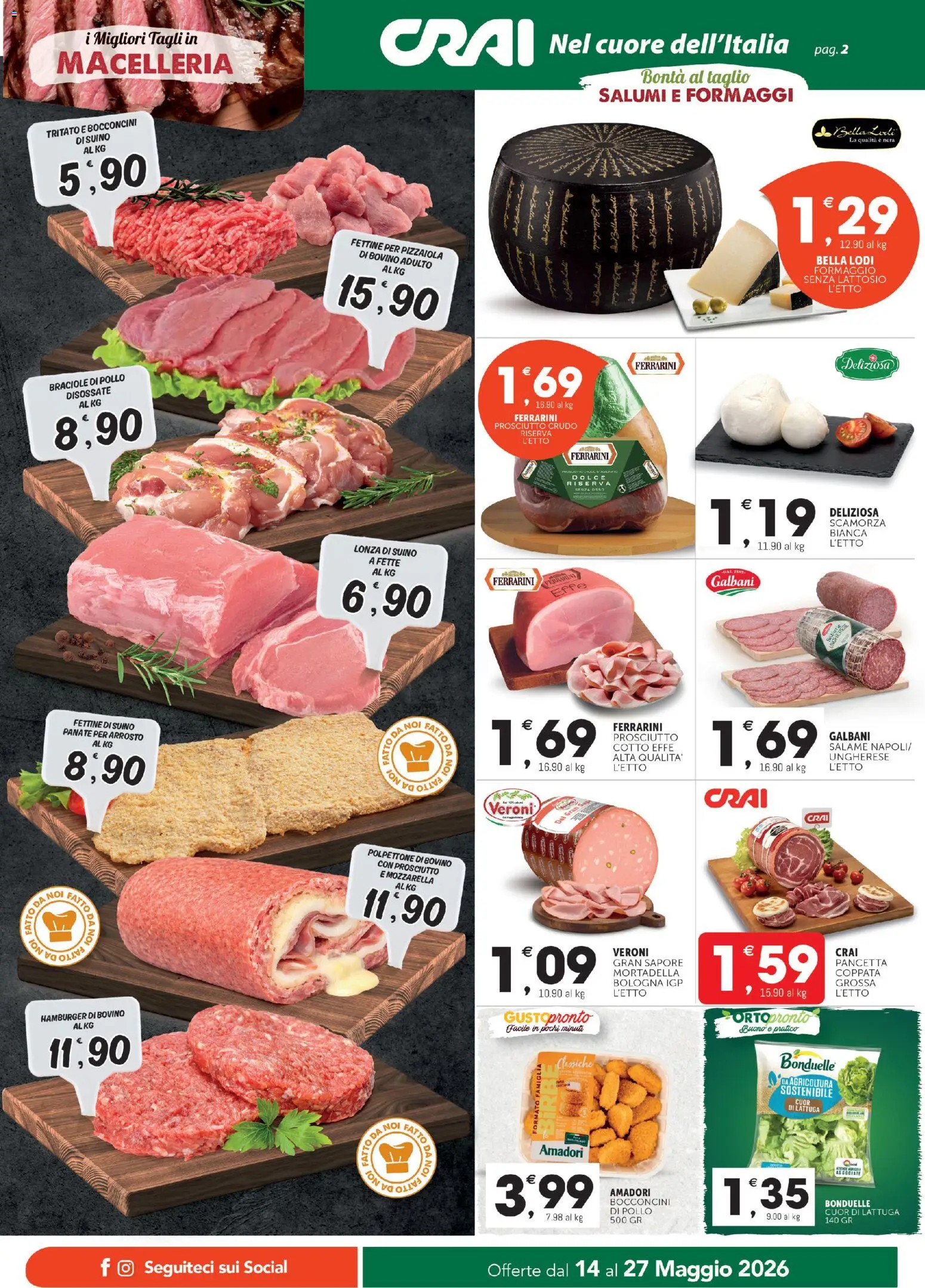 Volantino CRAI del 14.05.2026 | Pagina: 2 | Prodotti: Arrosto, Prosciutto Crudo, Salame, Formaggio