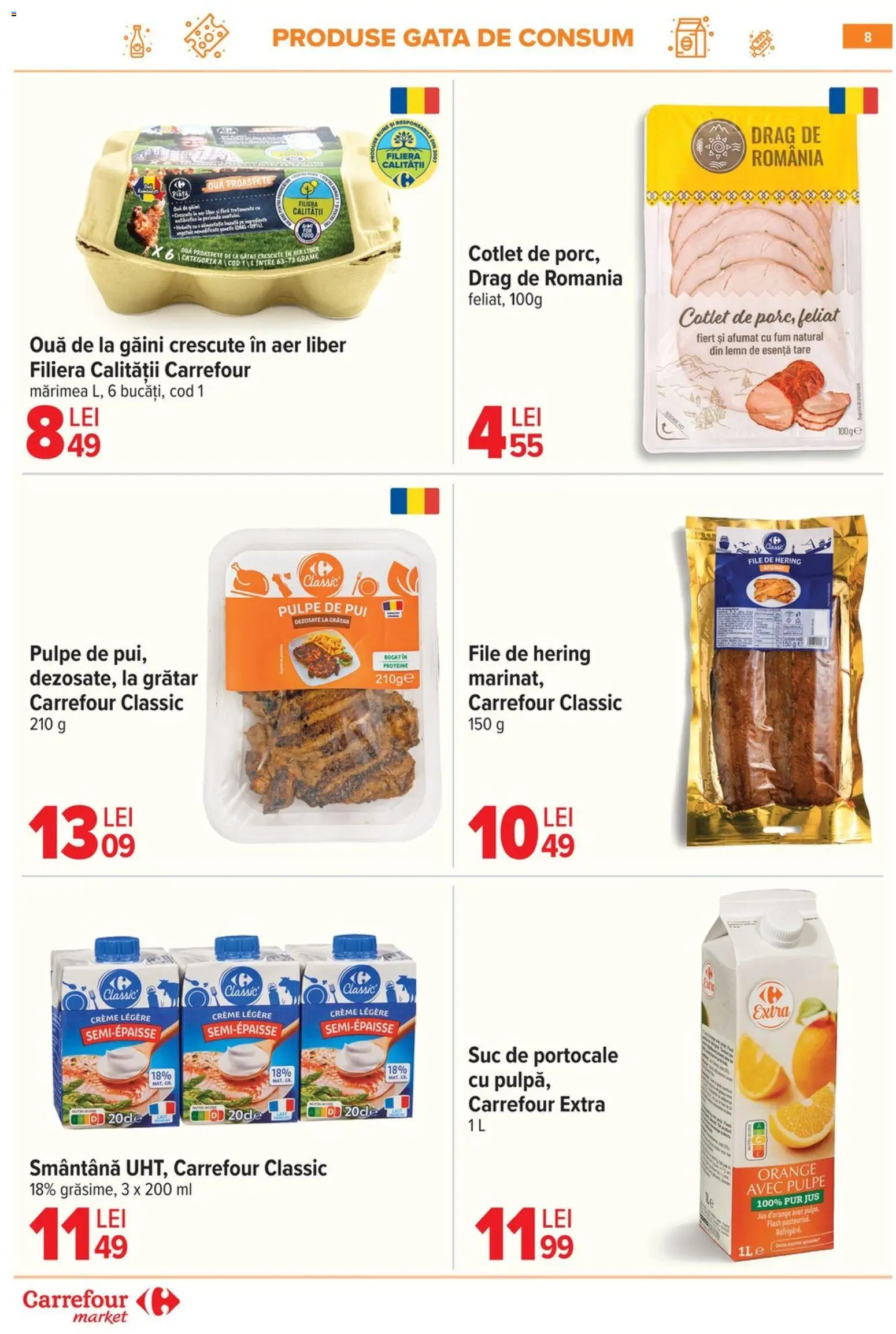 Noul catalog Carrefour – valabil de la 03.06.2026 | Pagină: 8 | Produse: Lait de coco, Ouă, Portocale, Smântână