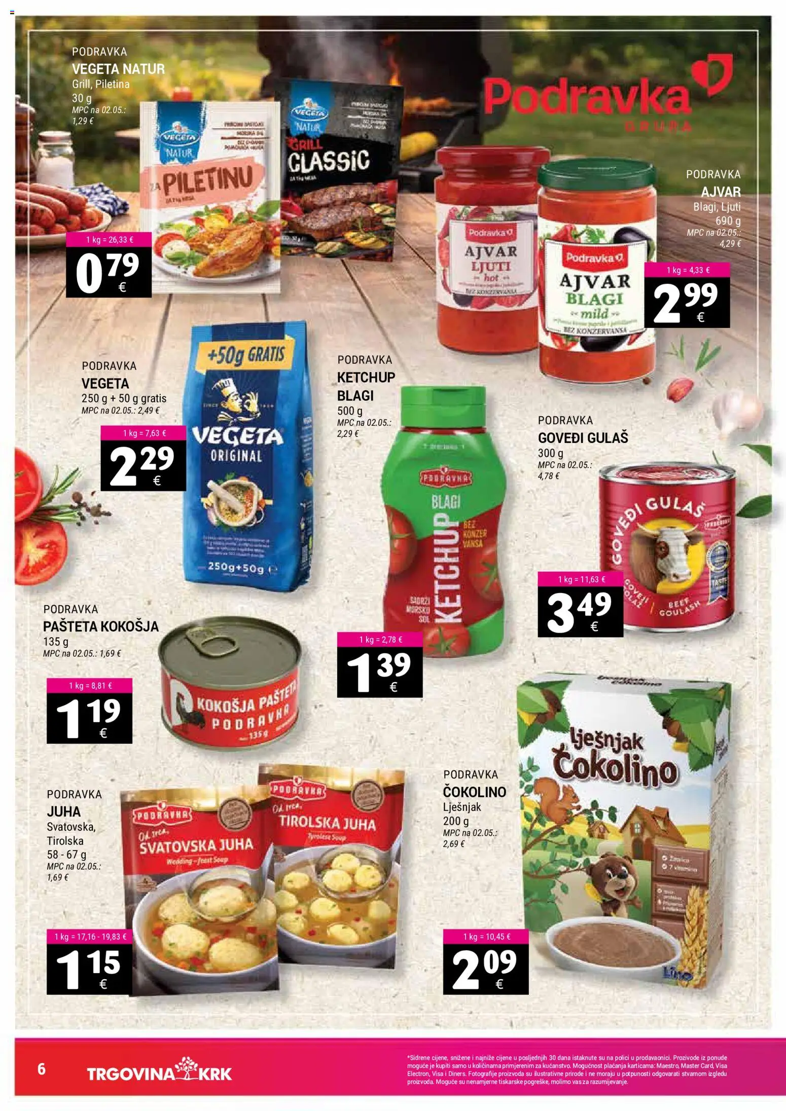 Trgovina Krk katalog | vrijedi od 16.05.2026 | Stranica: 6 | Proizvodi: Ajvar, Juha, Vegeta, Čokolino