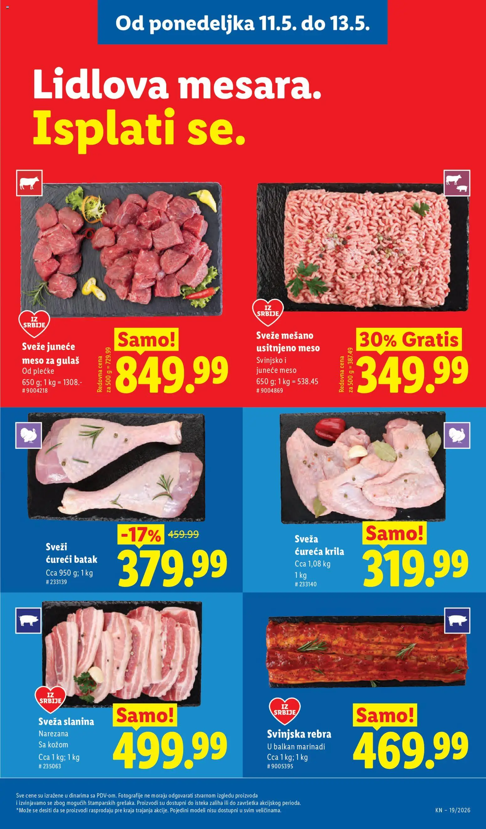 Lidl katalog - važi od 07.05.2026 | Strana: 97 | Proizvode: Juneće meso, Ćureći batak, Svinjska rebra, Slanina