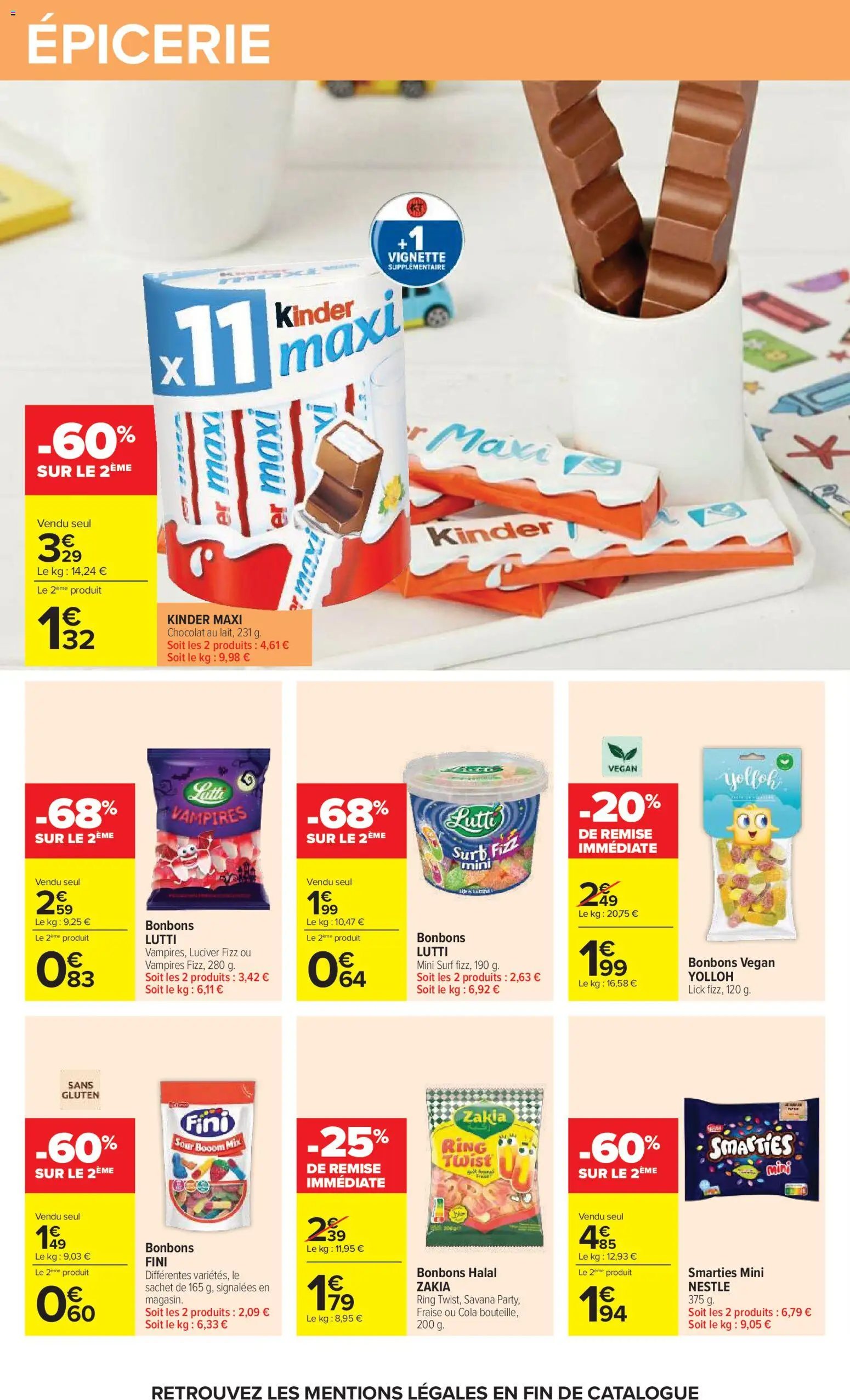 {H1} | Page: 42 | Produits: Kinder Chocolat, Fraise, Kinder maxi, Bonbons