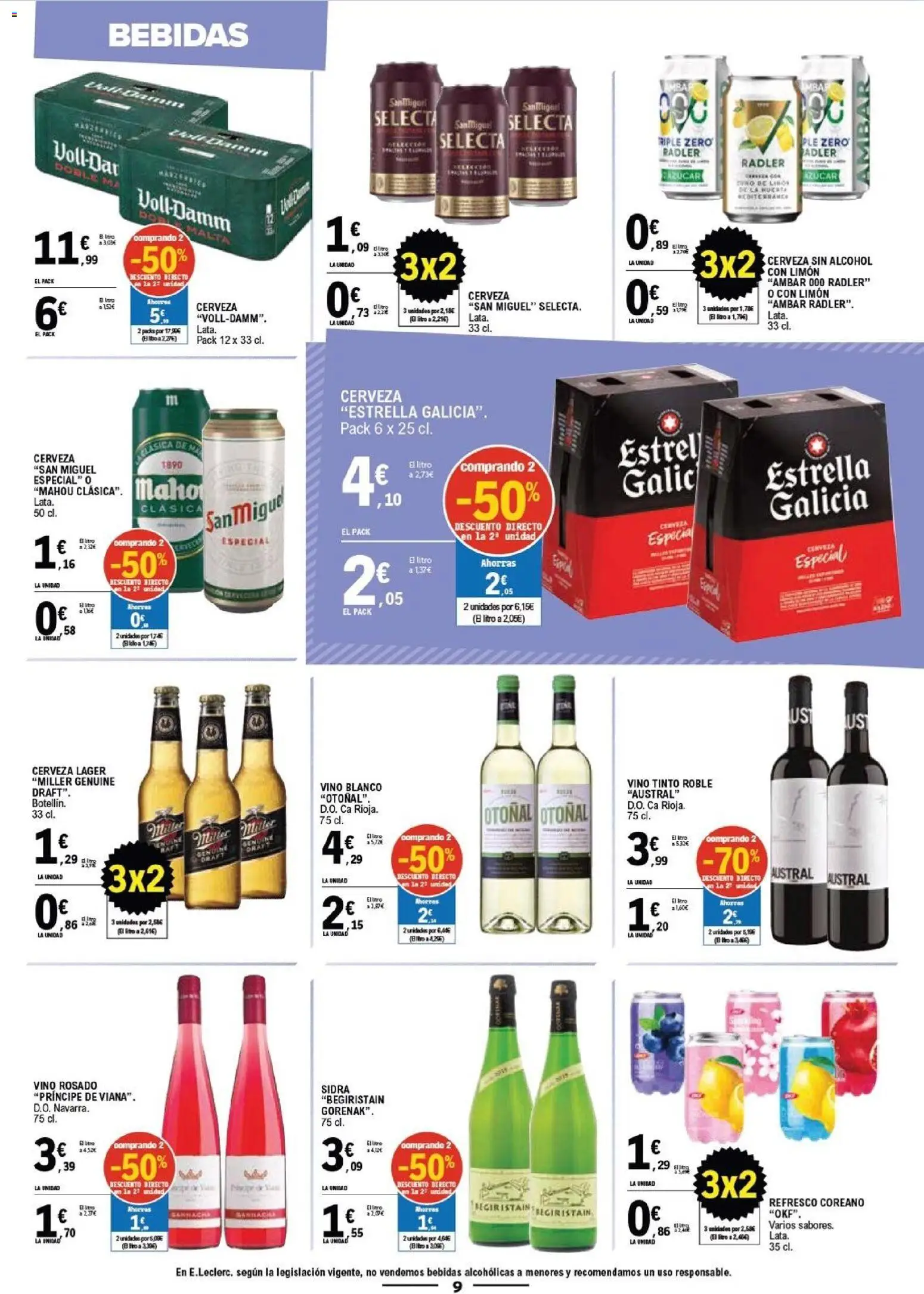 E.Leclerc Vitoria │ válido desde el 19/08/2026 | Página: 9 | Productos: Vino tinto, Radler, Vino, Alcohol