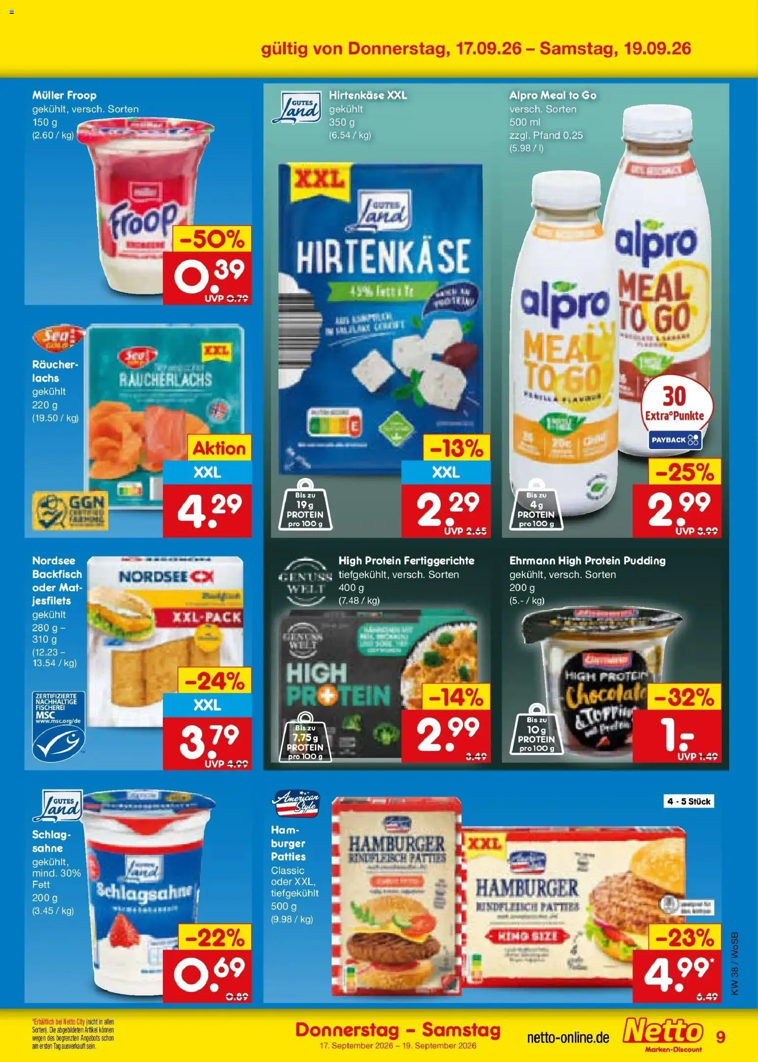 Netto Marken-Discount Prospekt Ludwigshafen-Edigheim – gültig ab 14.09.2026 | Seite: 51 | Produkte: Froop, Burger, Pudding, Räucherlachs