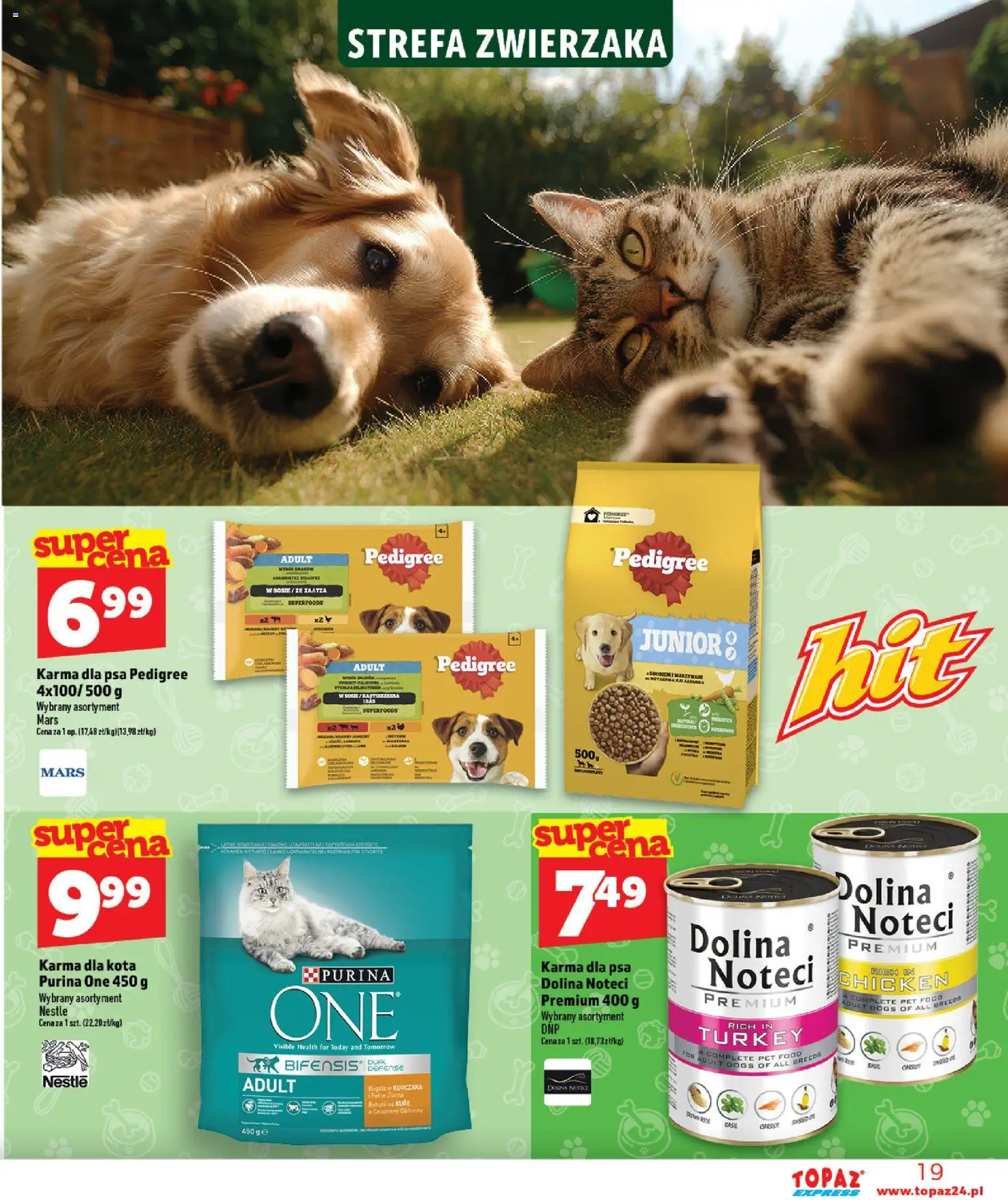 Topaz gazetka - Express od 13.08.2026 | Strona: 19 | Produkty: Purina one, Pedigree, Karma dla psa pedigree, Karma