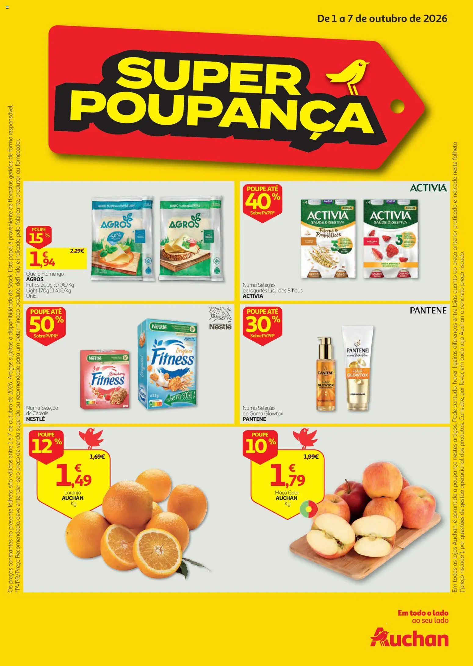 Auchan folheto │ válido de 01/10/2026 | Página: 1 | Produtos: Probióticos, Queijo, Nestlé, Cereais