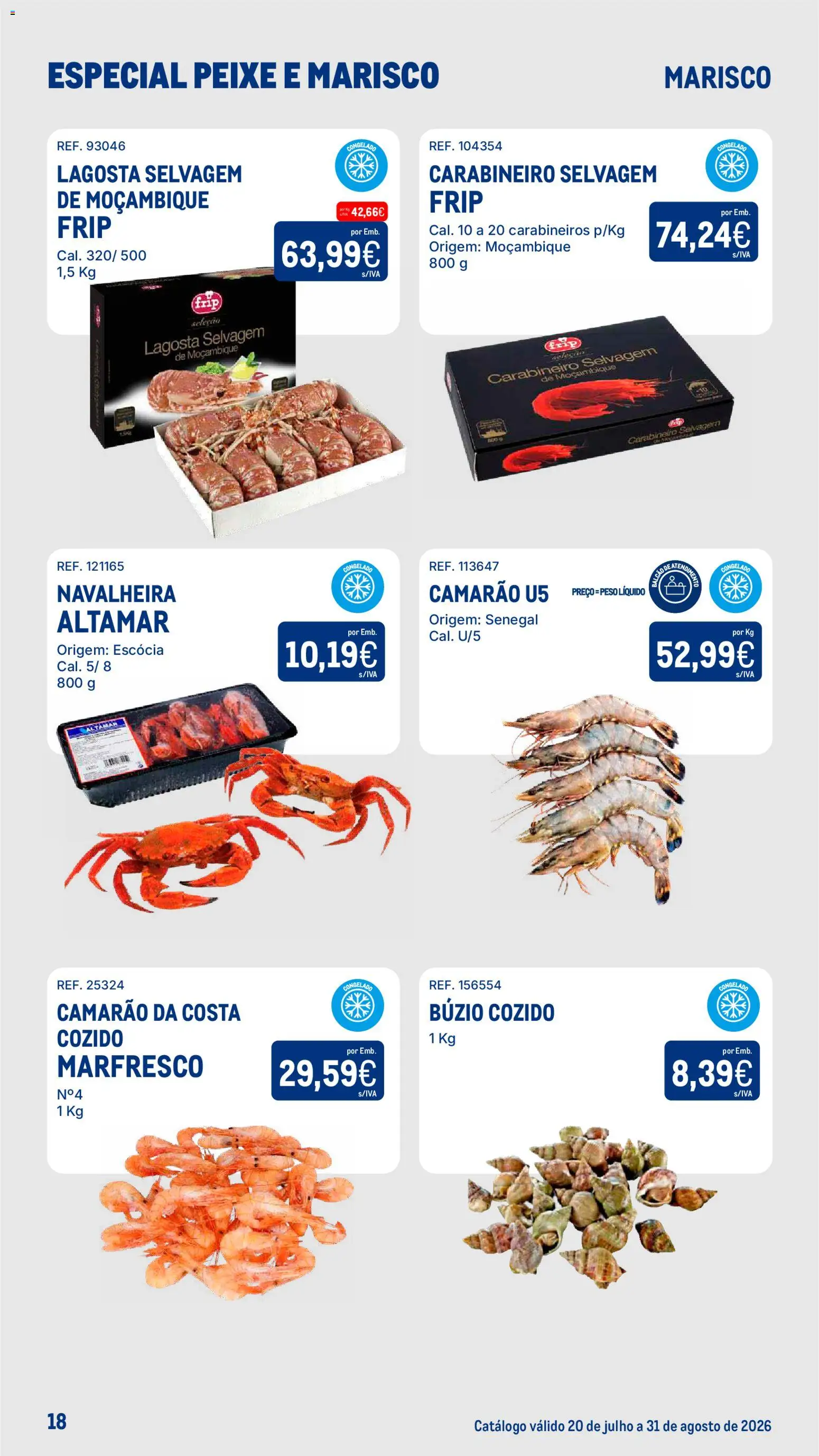 Makro Especial Peixe e Marisco │ válido de 20/07/2026 | Página: 18 | Produtos: Lagosta, Camarão, Peixe