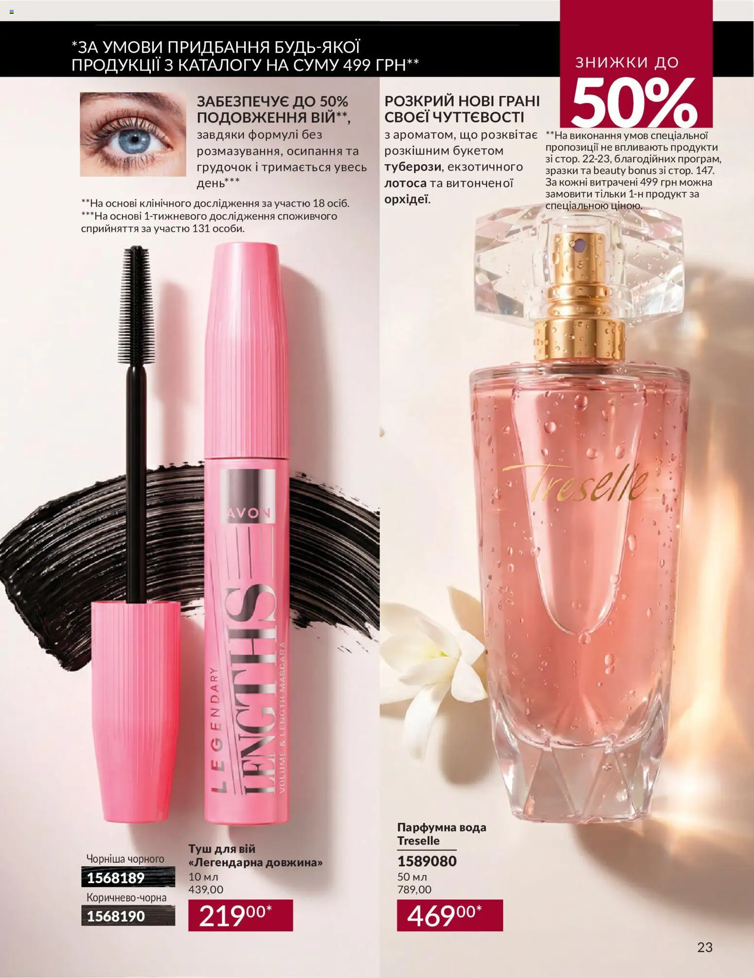 AVON Kаталог - дійснийкції з 31.08.2026 | Сторінка: 23 | Товари: Вода, Туш