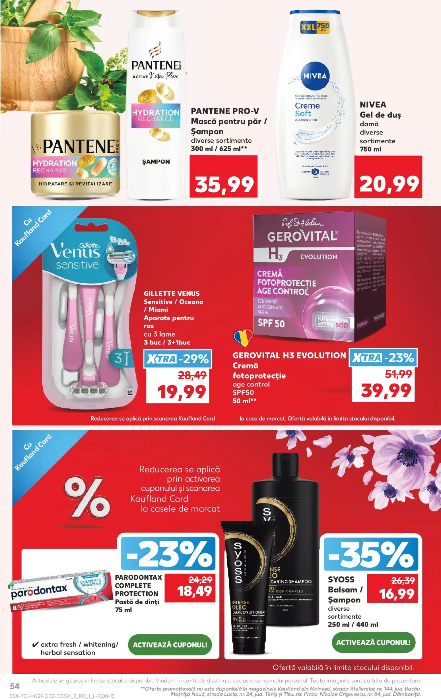 Kaufland RO akciós ujság - amely érvényes a következő dátumtól: 20.05.2026 | Oldal: 54 | Termékek: Sampon, Fényvédő