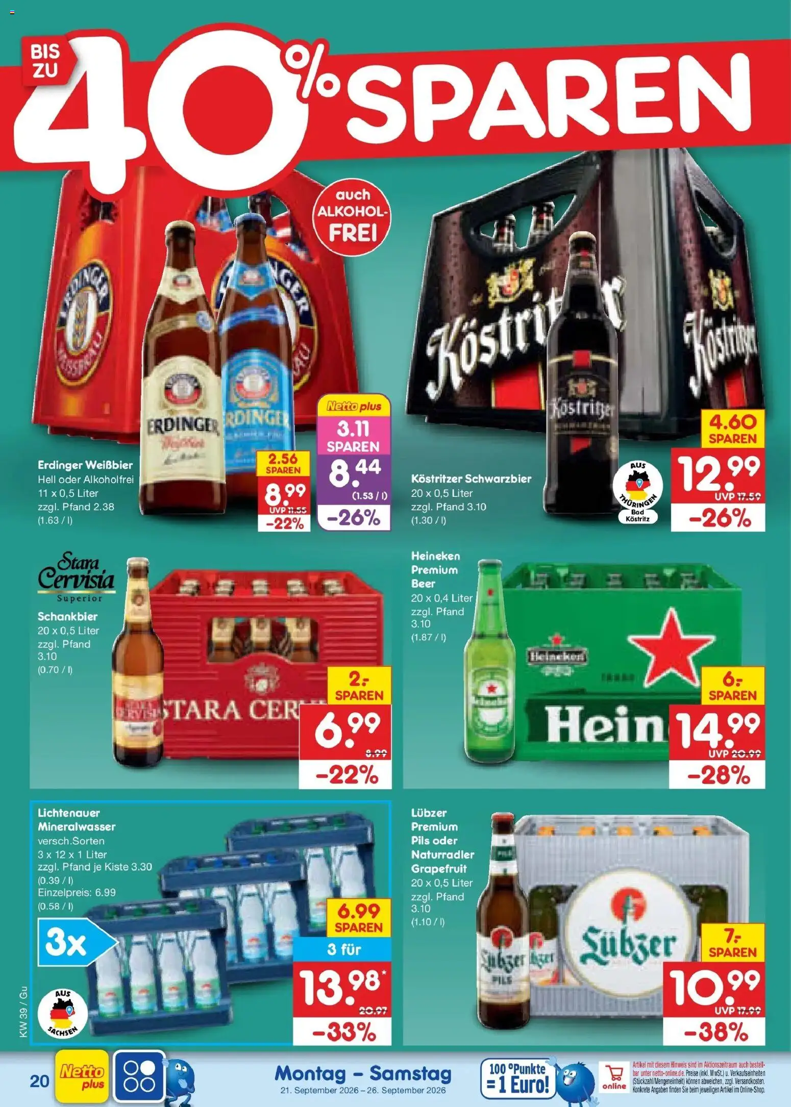 Netto Marken-Discount Prospekt Machern – gültig ab 21.09.2026 | Seite: 28 | Produkte: Kostritzer, Mineralwasser, Grapefruit, Lubzer