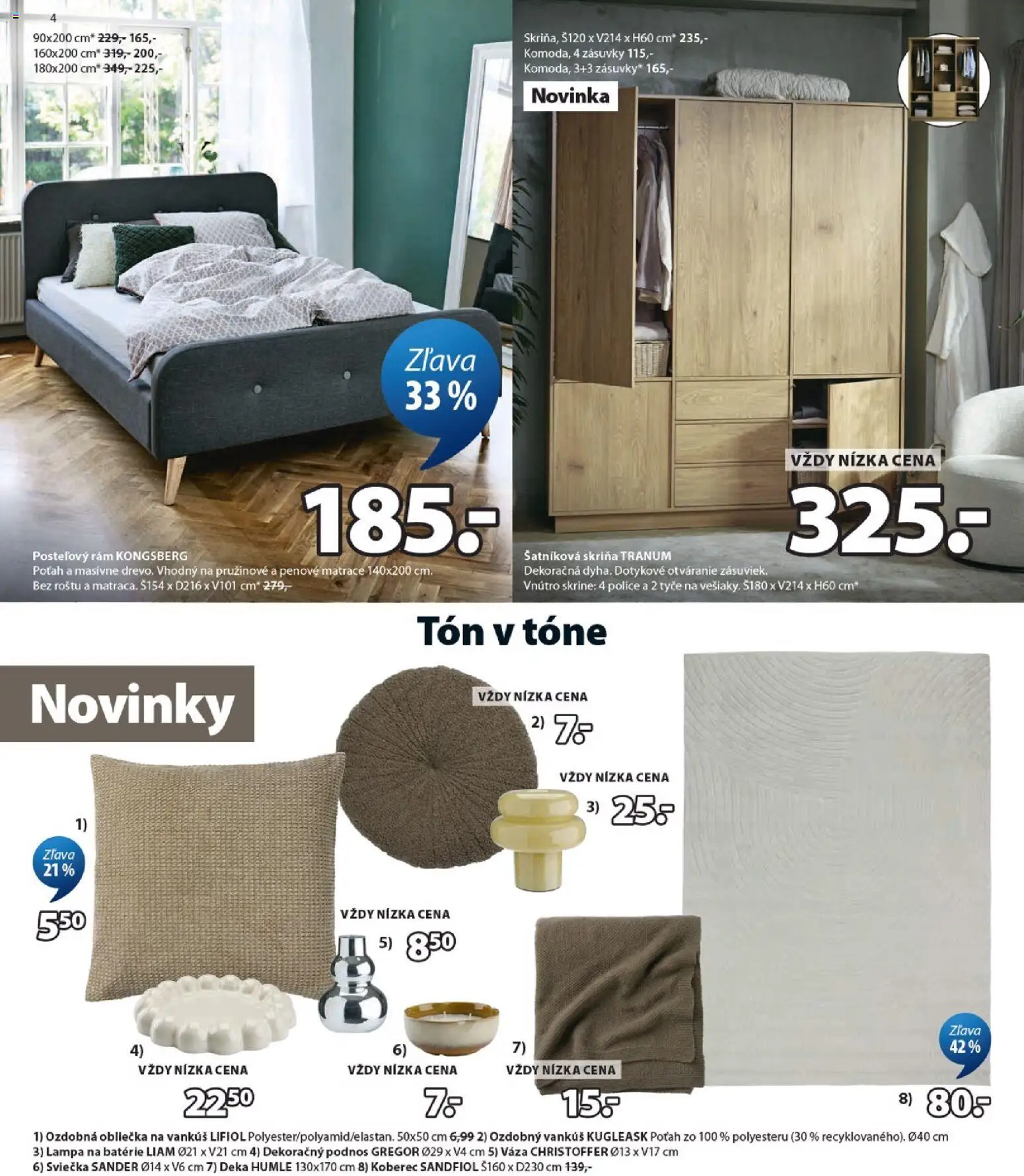 Nové JYSK akcie – leták je platný od 12.08.2026 | Strana: 4 | Produkty: Matrace, Šatníková skriňa, Skriňa, Vankúš