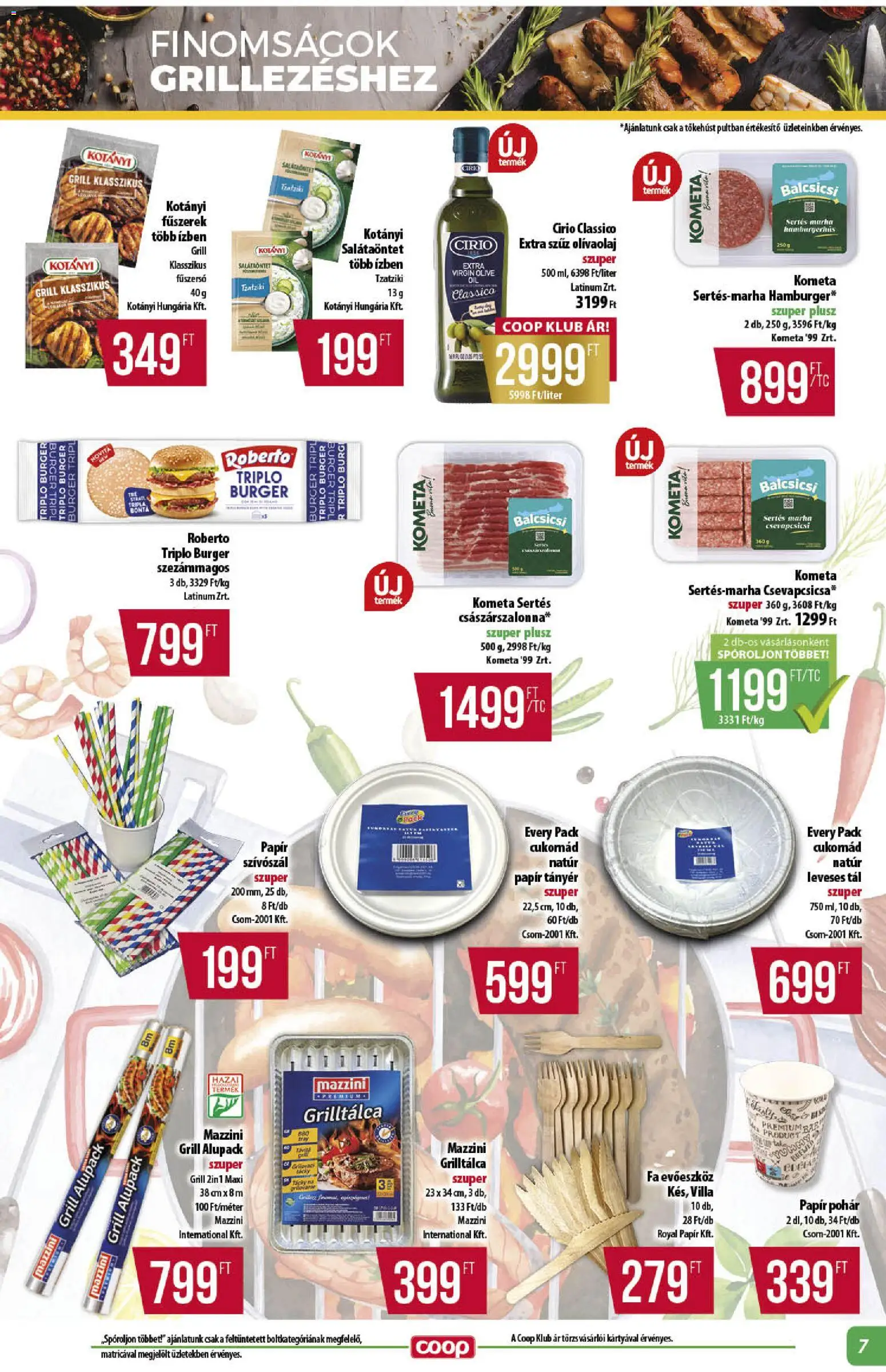 COOP akciós ujság - amely érvényes a következő dátumtól: 25.06.2026 | Oldal: 7 | Termékek: Grilltálca, Evőeszköz, Tányér, Pohár
