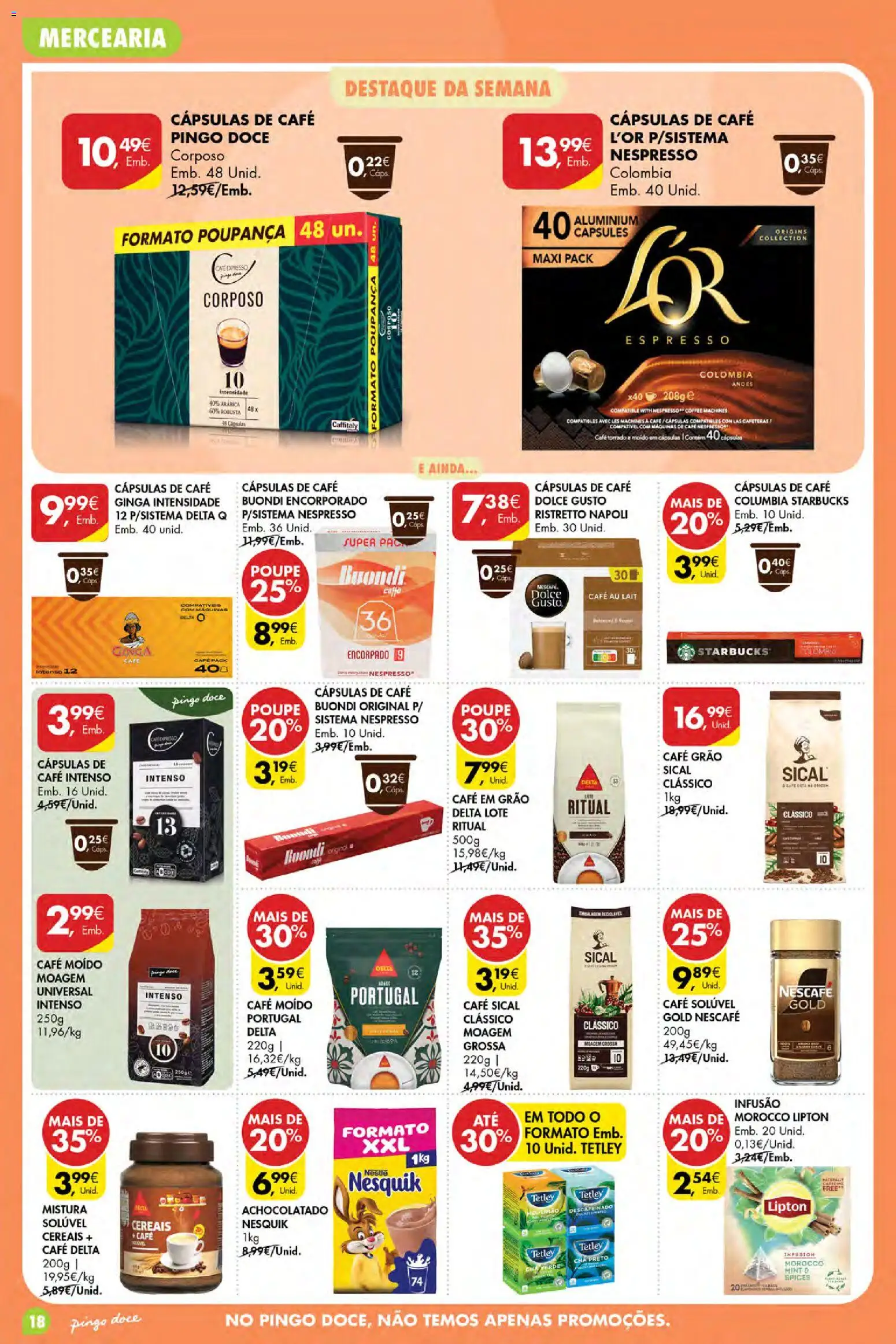 Pingo Doce Poupe Esta Semana Açores │ válido de 03/09/2026 | Página: 18 | Produtos: Mercearia, Café em grão, Dolce gusto, Cereais