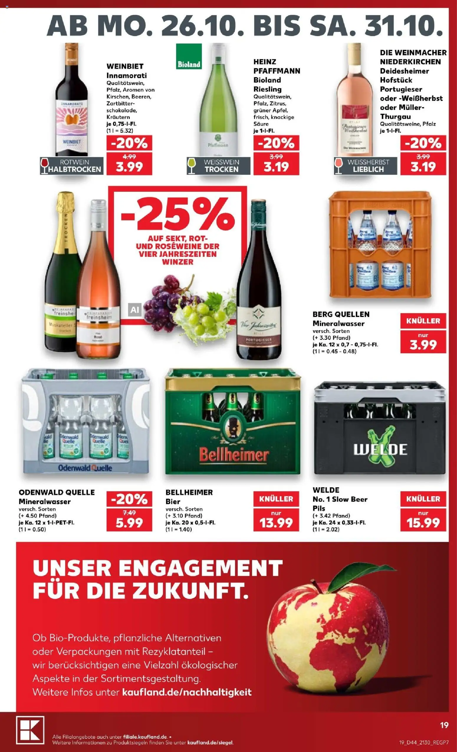 Kaufland Prospekt Speyer – gültig ab 25.10.2026 | Seite: 19 | Produkte: Bier, Weißwein, Rotwein, Pils