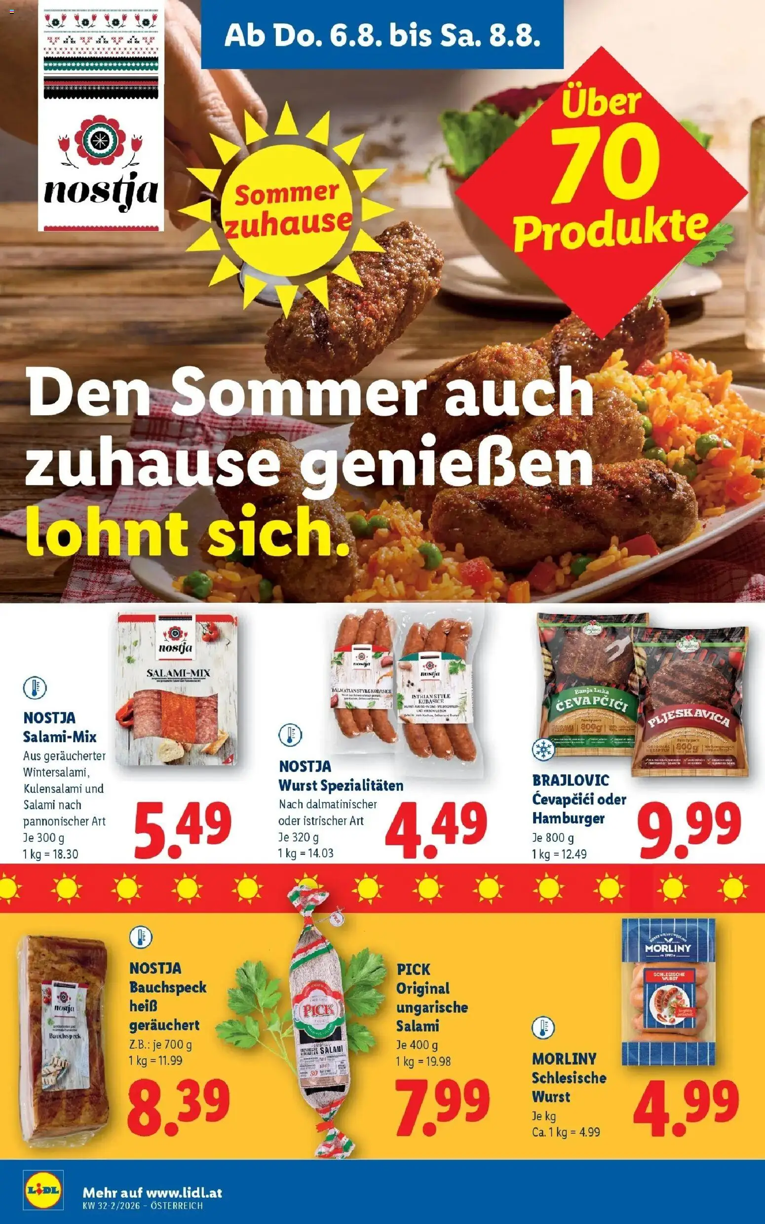 Lidl Flugblatt - Wien, Langenzersdorf, Zwettl ab 06.08.2026 - Angebote ab donnerstag | Seite: 14 | Produkte: Wurst, Salami