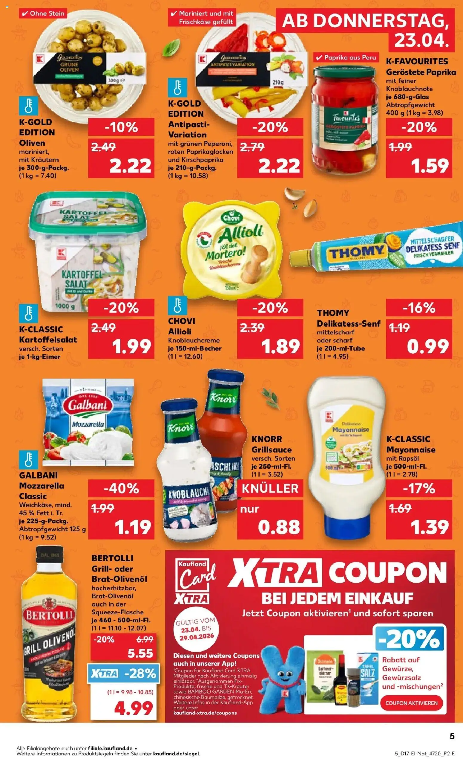 Kaufland Prospekt Limburg An Der Lahn	 – gültig ab 23.04.2026 | Seite: 5 | Produkte: Mozzarella, Knorr, Salat, Frischkase