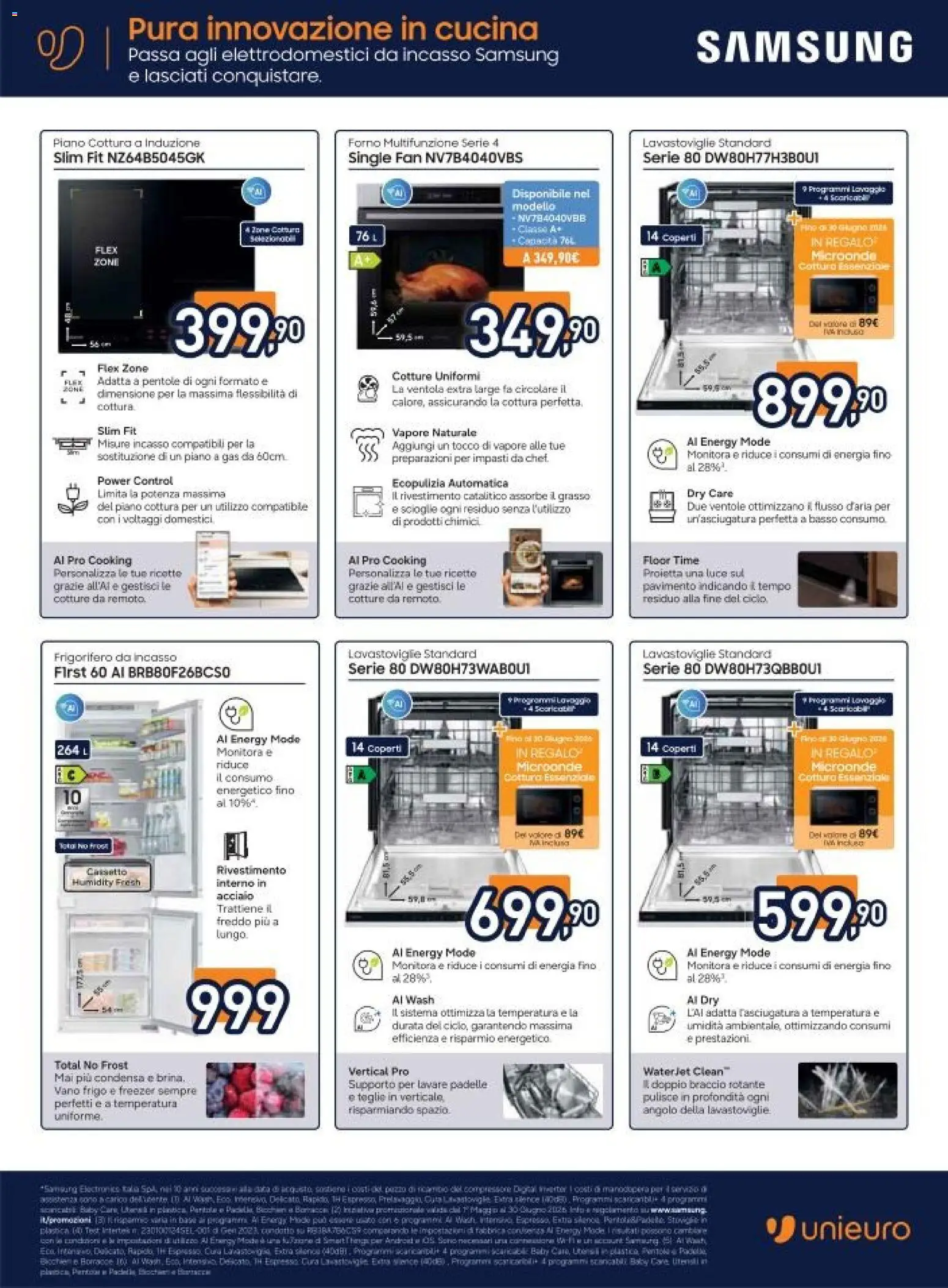 Volantino Unieuro del 22.05.2026 | Pagina: 30 | Prodotti: Lavastoviglie, Frigorifero, Forno, Frigorifero da incasso