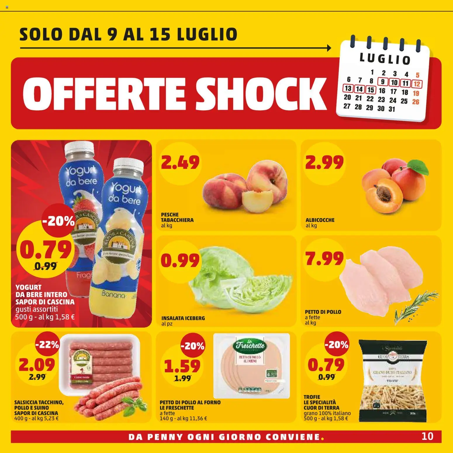 Volantino PENNY del 02/07/2026 | Pagina: 10 | Prodotti: Petto di Pollo, Pollo, Pasta, Albicocche