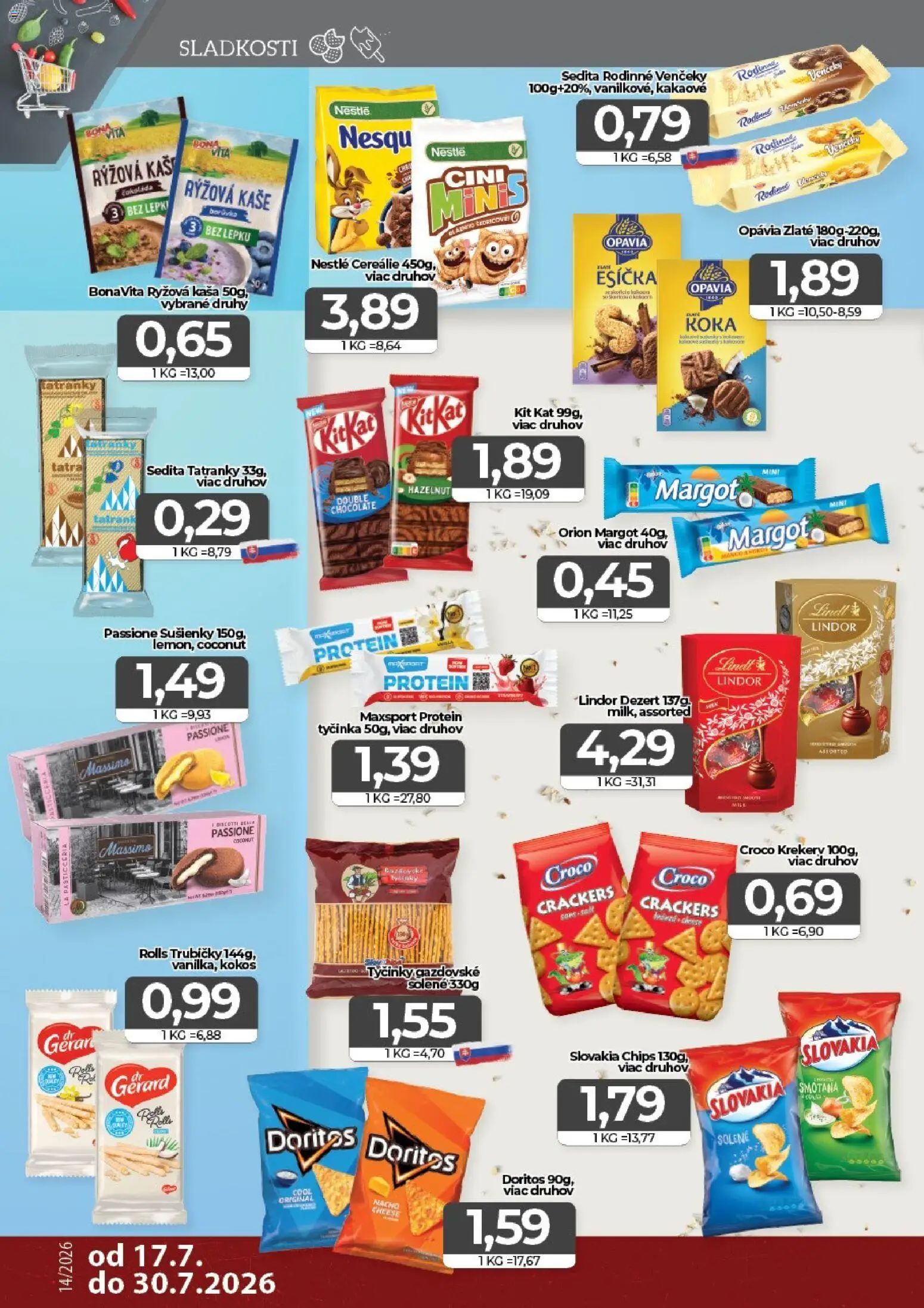 Nové CBA Komfos akcie – leták je platný od 17.07.2026 | Strana: 10 | Produkty: Sušienky, Protein, Cereálie, Dezert
