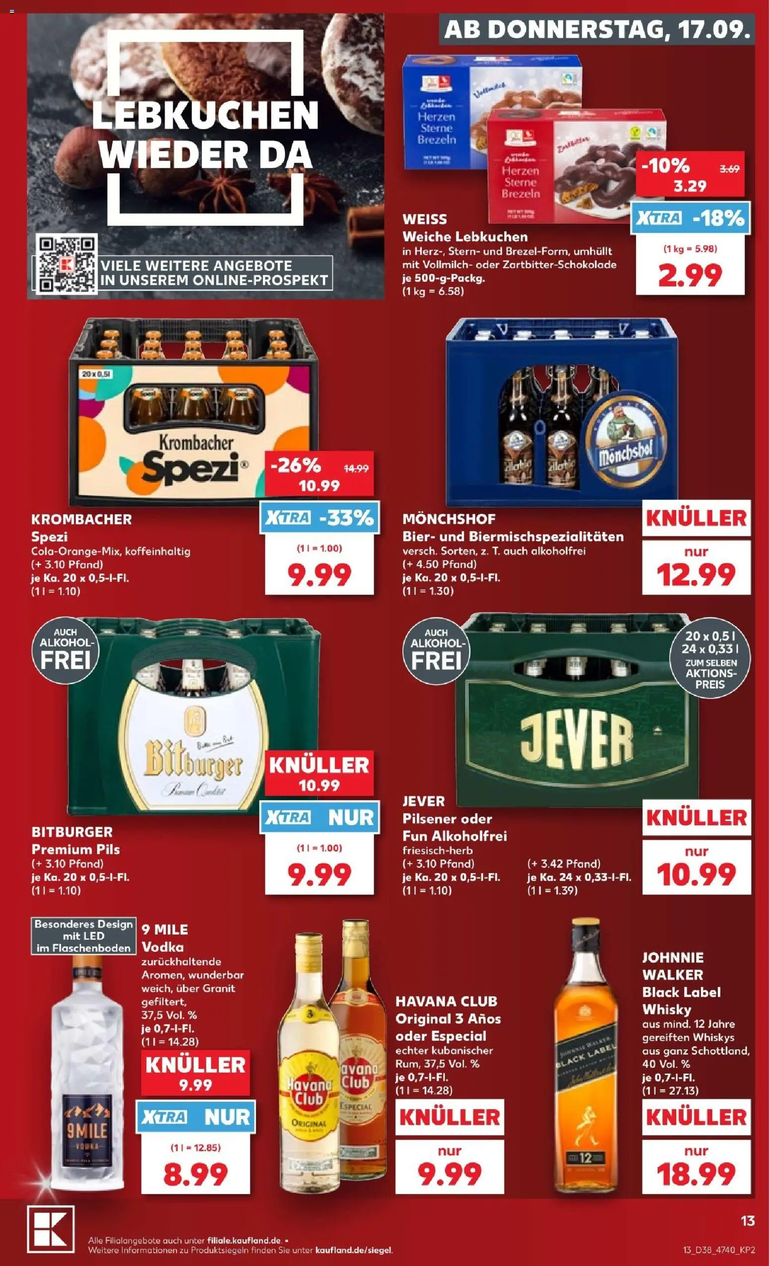 Kaufland Prospekt Hannover – gültig ab 17.09.2026 | Seite: 13 | Produkte: Havana club, Whisky, Alkohol, Vodka