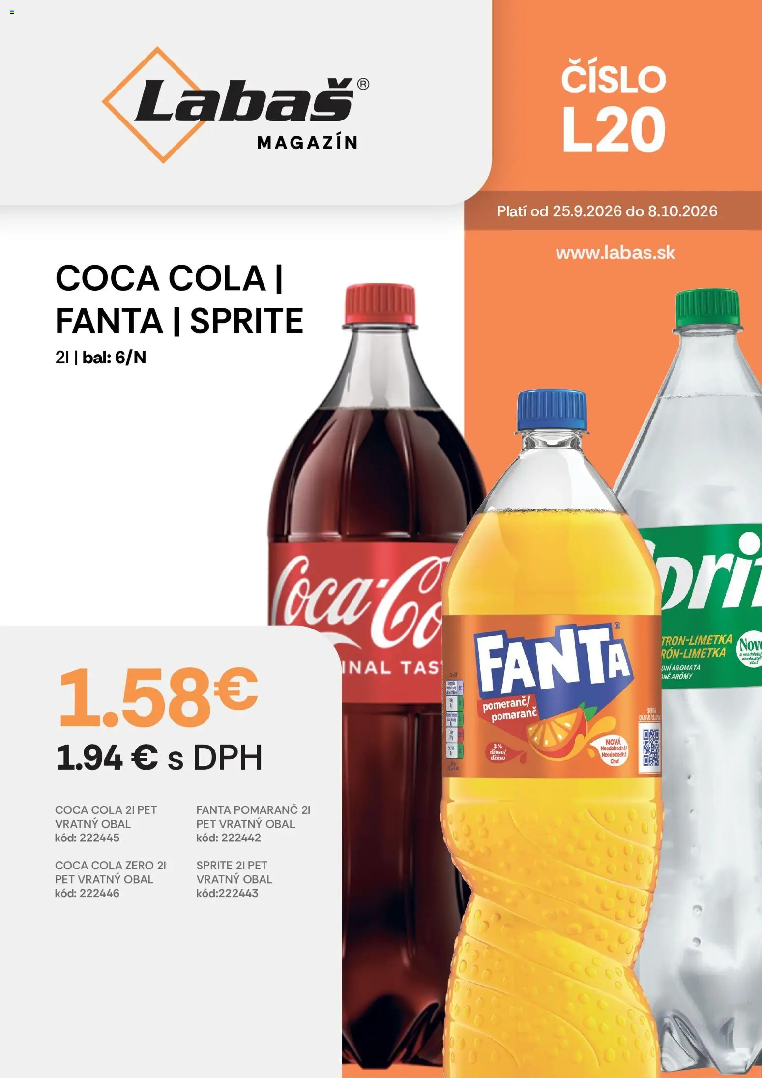 Nové Labaš akcie – leták je platný od 25.08.2026 | Strana: 1 | Produkty: Sprite, Fanta, Coca cola, Cola