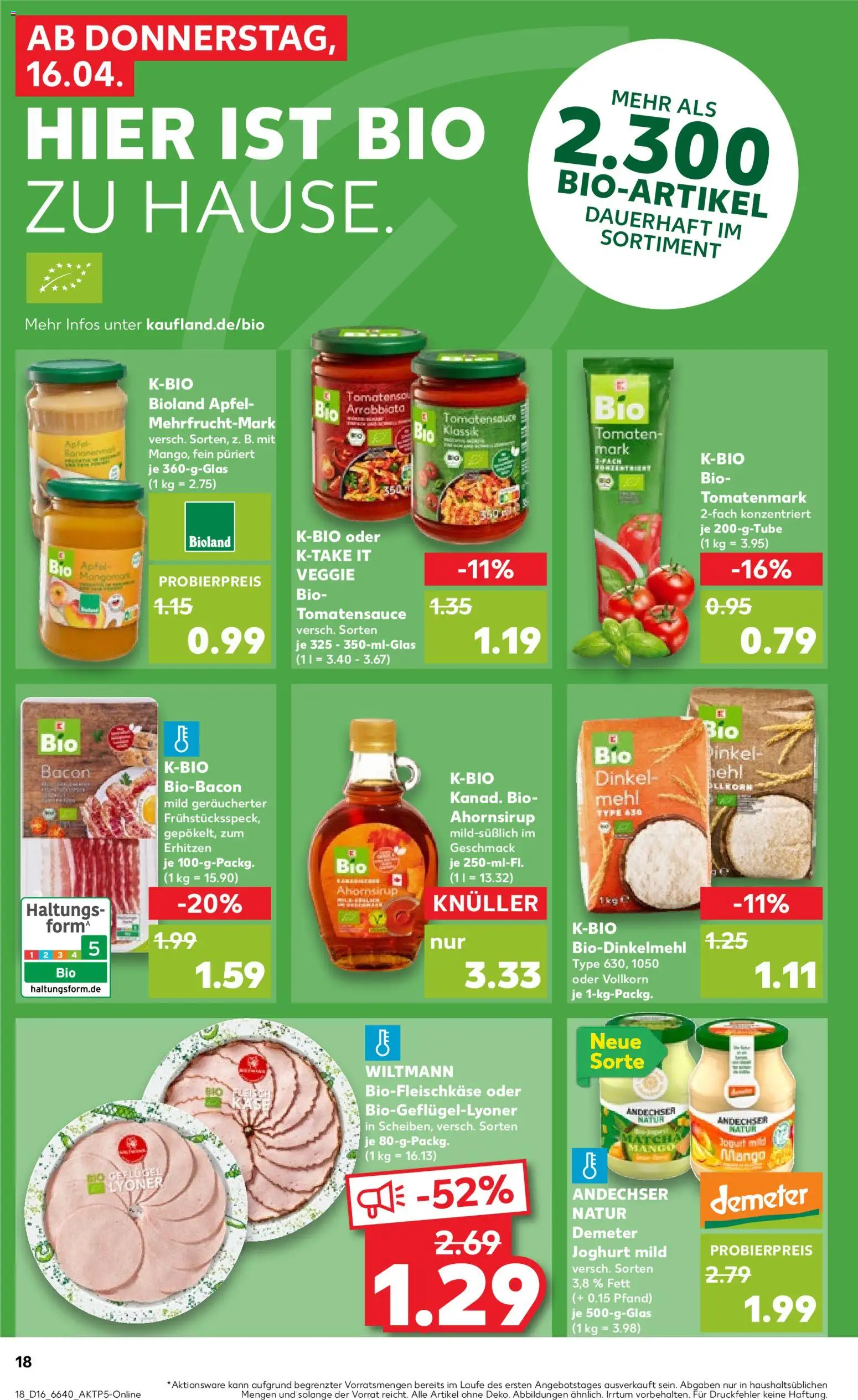 Kaufland Německo leták od 16.04.2026 | Strana: 18 | Produkty: Veggie, Mango, Jogurt, Forma