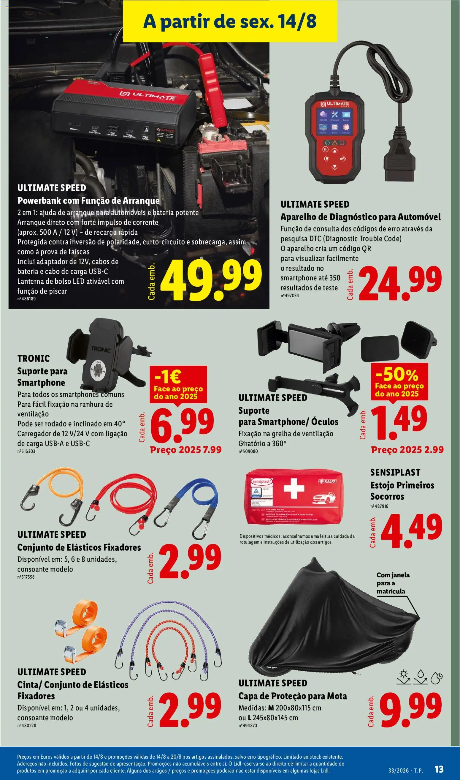 Lidl Novidades │ válido de 10/08/2026 | Página: 13 | Produtos: Cabo, Estojo primeiros socorros, Janela, Bateria