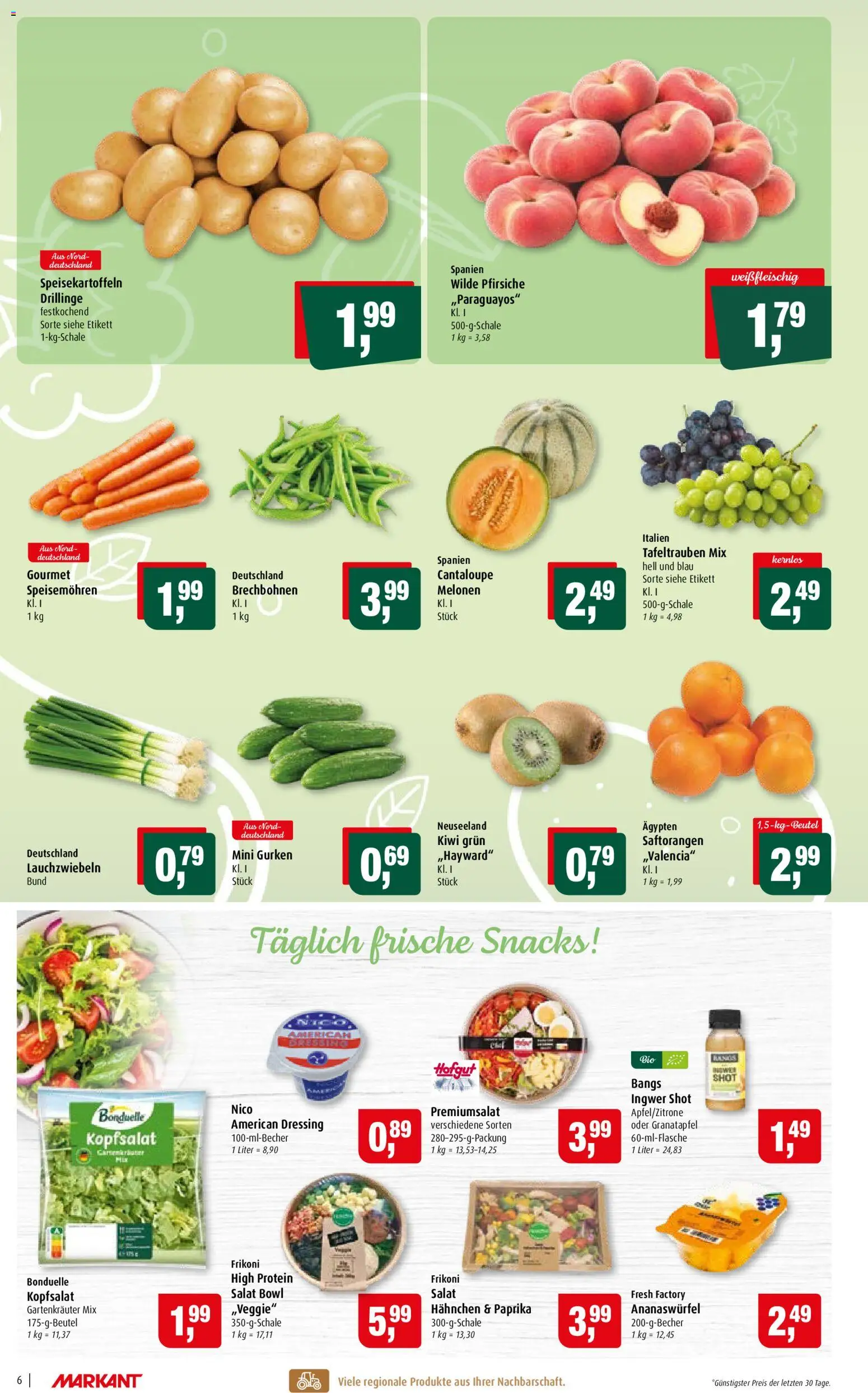Markant Prospekt – gültig ab 17.08.2026 | Seite: 6 | Produkte: Hahnchen, Dressing, Kiwi, Salat