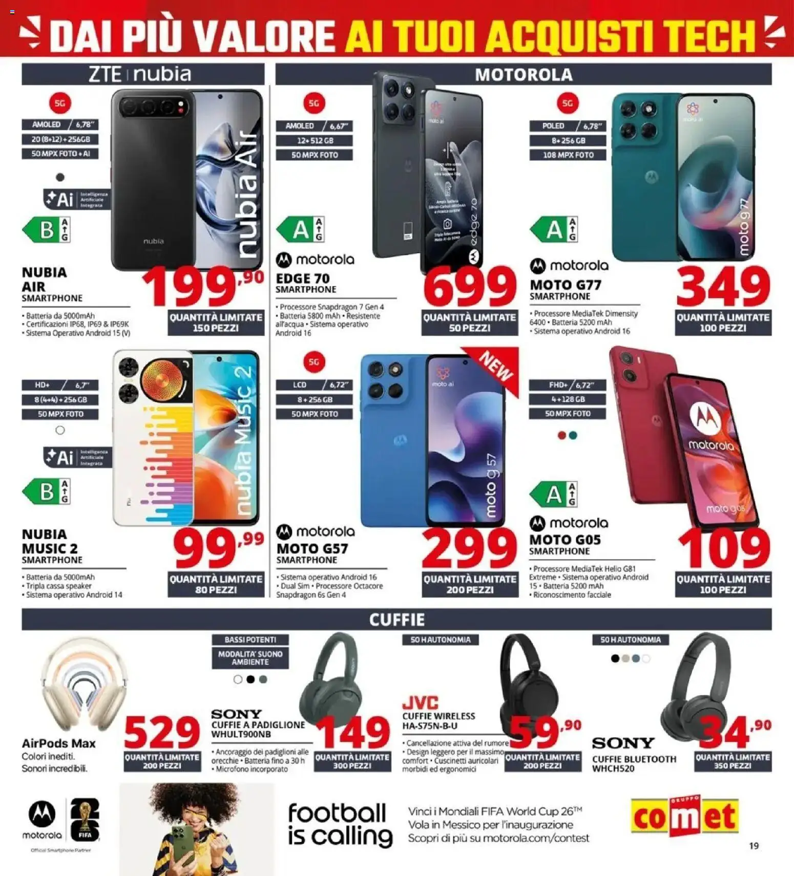 Volantino Comet del 05.03.2026 | Pagina: 19 | Prodotti: Auricolari, Cuffie, Microfono, Batteria