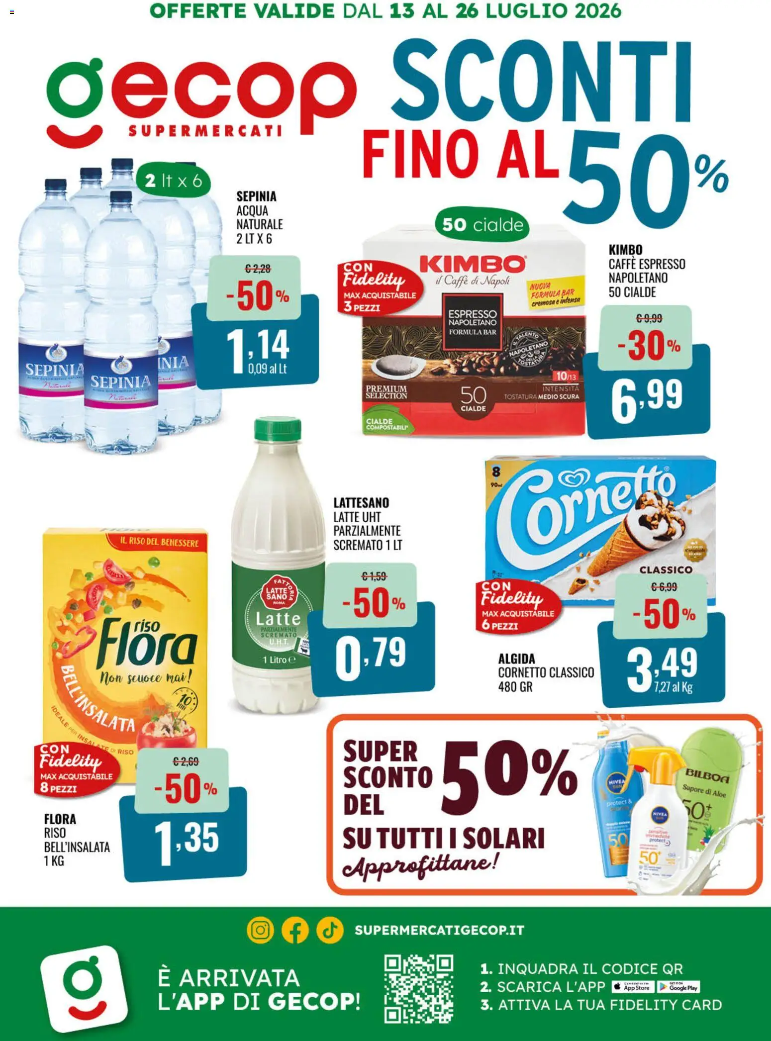 Volantino GECOP del 13/07/2026 | Pagina: 1 | Prodotti: Caffè, Riso, Cornetto, Acqua
